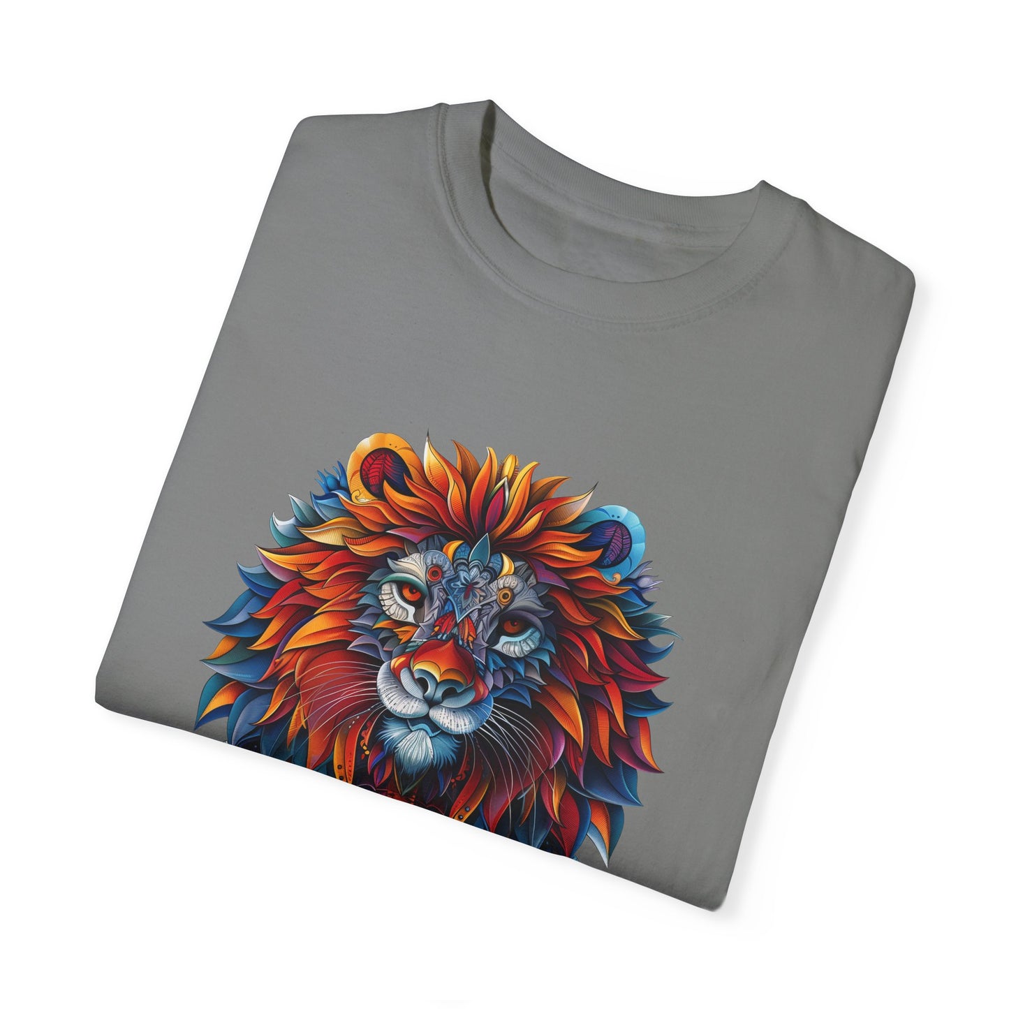 Lion Head Cool Graphic Design Novelty Unisex Garment-dyed T-shirt Cotton Funny Humorous Graphic Soft Premium Unisex Men Women Grey T-shirt Birthday Gift-41