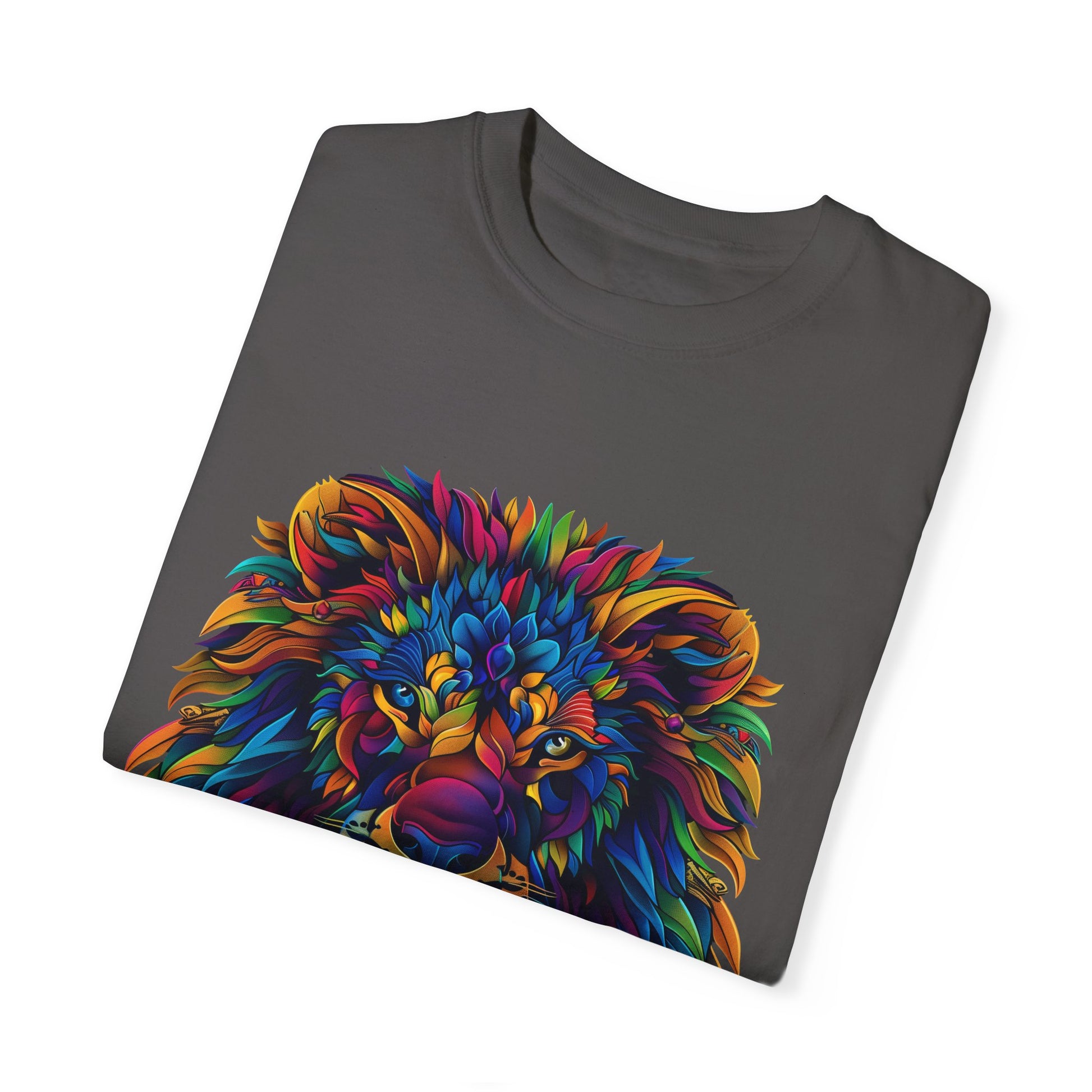 Lion Head Cool Graphic Design Novelty Unisex Garment-dyed T-shirt Cotton Funny Humorous Graphic Soft Premium Unisex Men Women Graphite T-shirt Birthday Gift-38