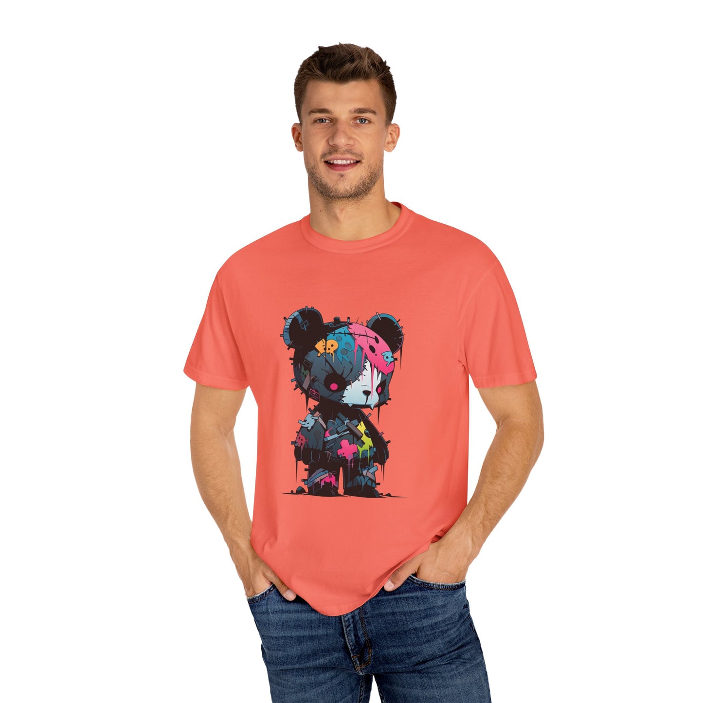 Hip Hop Teddy Bear Graphic Unisex Garment-dyed T-shirt Cotton Funny Humorous Graphic Soft Premium Unisex Men Women Bright Salmon T-shirt Birthday Gift-33