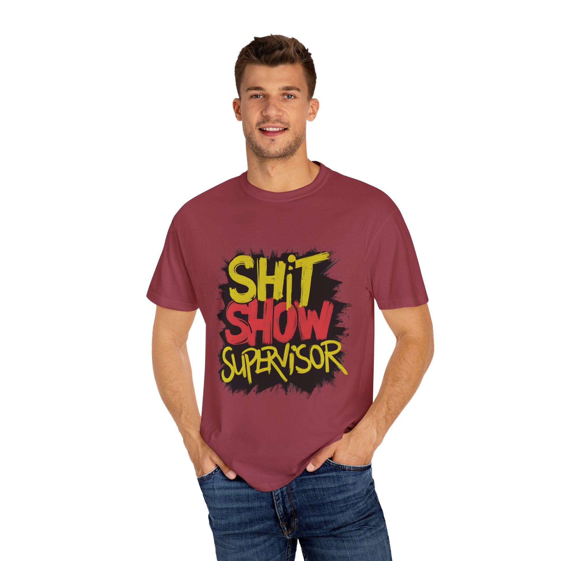 Shit Show Supervisor Urban Sarcastic Graphic Unisex Garment Dyed T-shirt Cotton Funny Humorous Graphic Soft Premium Unisex Men Women Chili T-shirt Birthday Gift-36