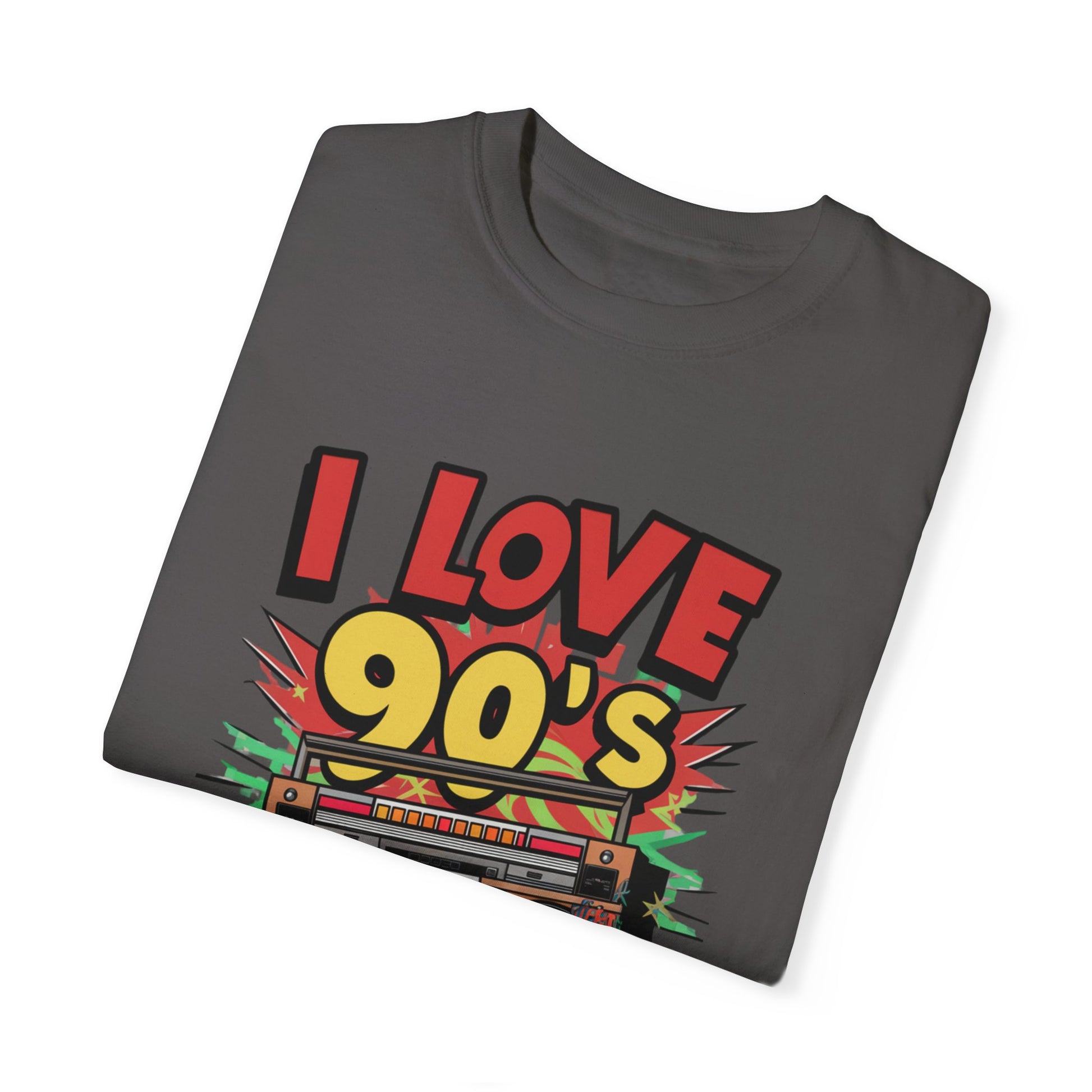 I Love 90's Hip Hop Graphic Unisex Garment-dyed T-shirt Cotton Funny Humorous Graphic Soft Premium Unisex Men Women Graphite T-shirt Birthday Gift-38