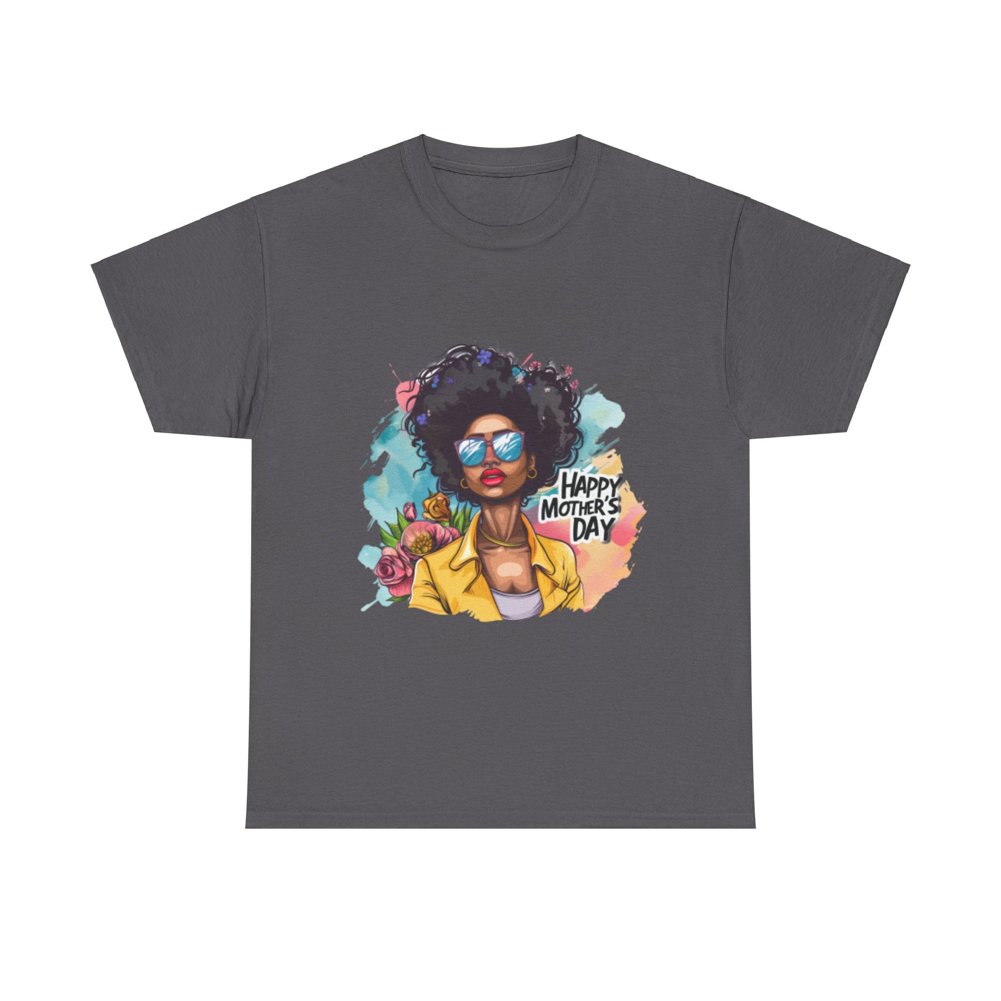 Happy Mother's Day African American Mom Graphic Unisex Heavy Cotton Tee Cotton Funny Humorous Graphic Soft Premium Unisex Men Women Charcoal T-shirt Birthday Gift-2