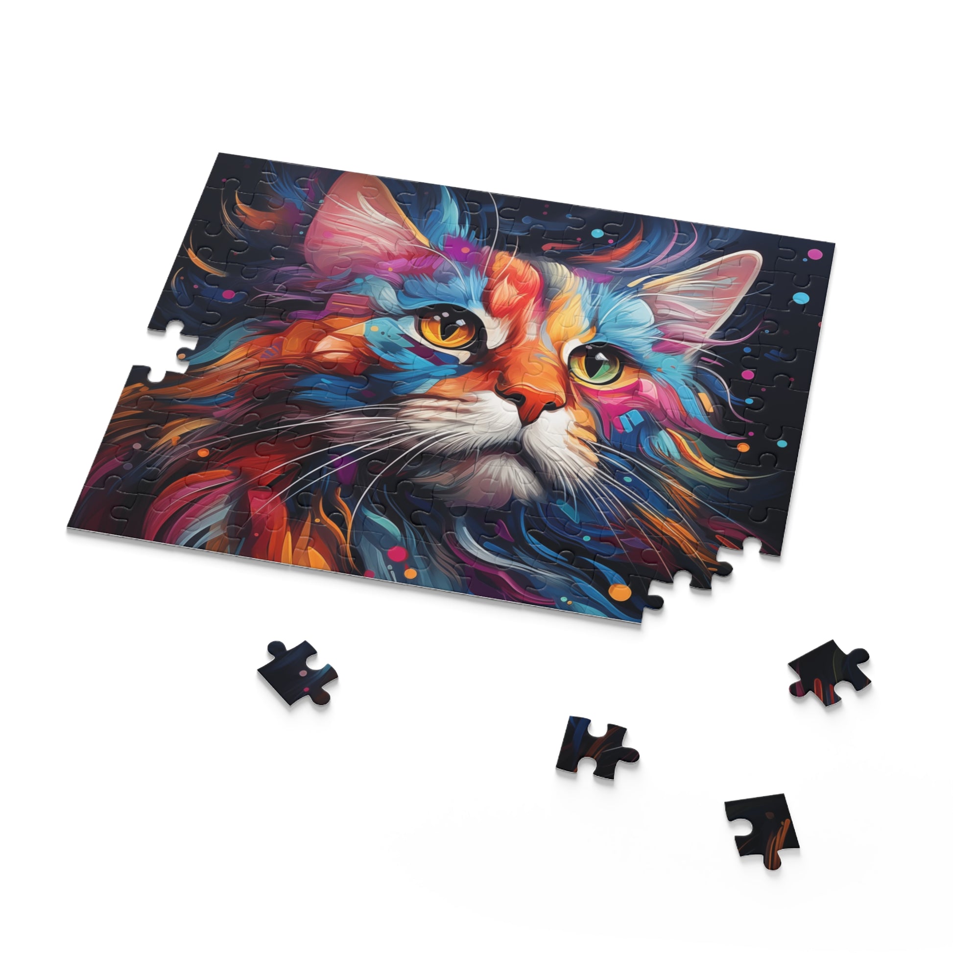 Abstract Watercolor Cat Jigsaw Puzzle Adult Birthday Business Jigsaw Puzzle Gift for Him Funny Humorous Indoor Outdoor Game Gift For Her Online-7