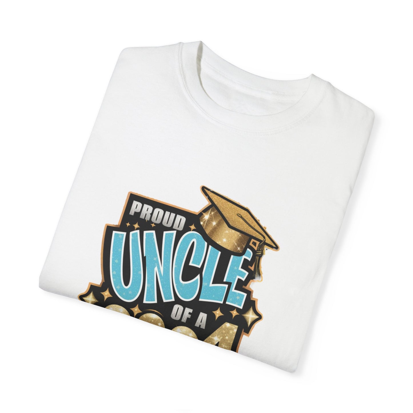 Proud Uncle of a 2024 Graduate Unisex Garment-dyed T-shirt Cotton Funny Humorous Graphic Soft Premium Unisex Men Women White T-shirt Birthday Gift-23