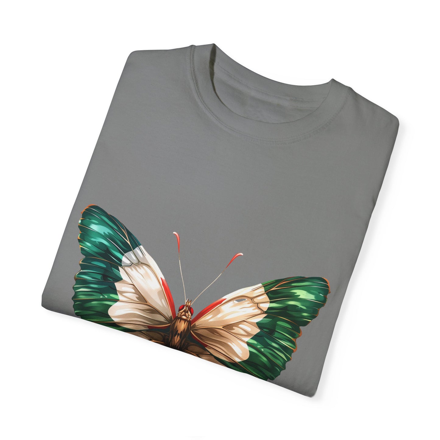 Mexico Flag Butterfly Graphic Unisex Garment Dyed T-shirt Cotton Funny Humorous Graphic Soft Premium Unisex Men Women Grey T-shirt Birthday Gift-41