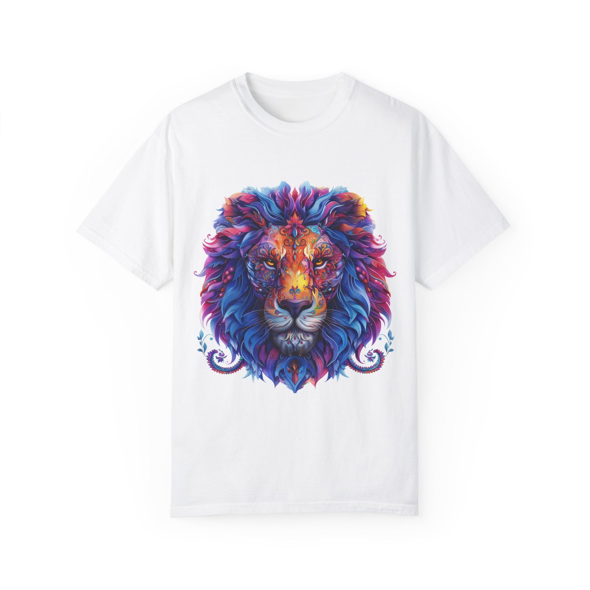 Lion Head Cool Graphic Design Novelty Unisex Garment-dyed T-shirt Cotton Funny Humorous Graphic Soft Premium Unisex Men Women White T-shirt Birthday Gift-3