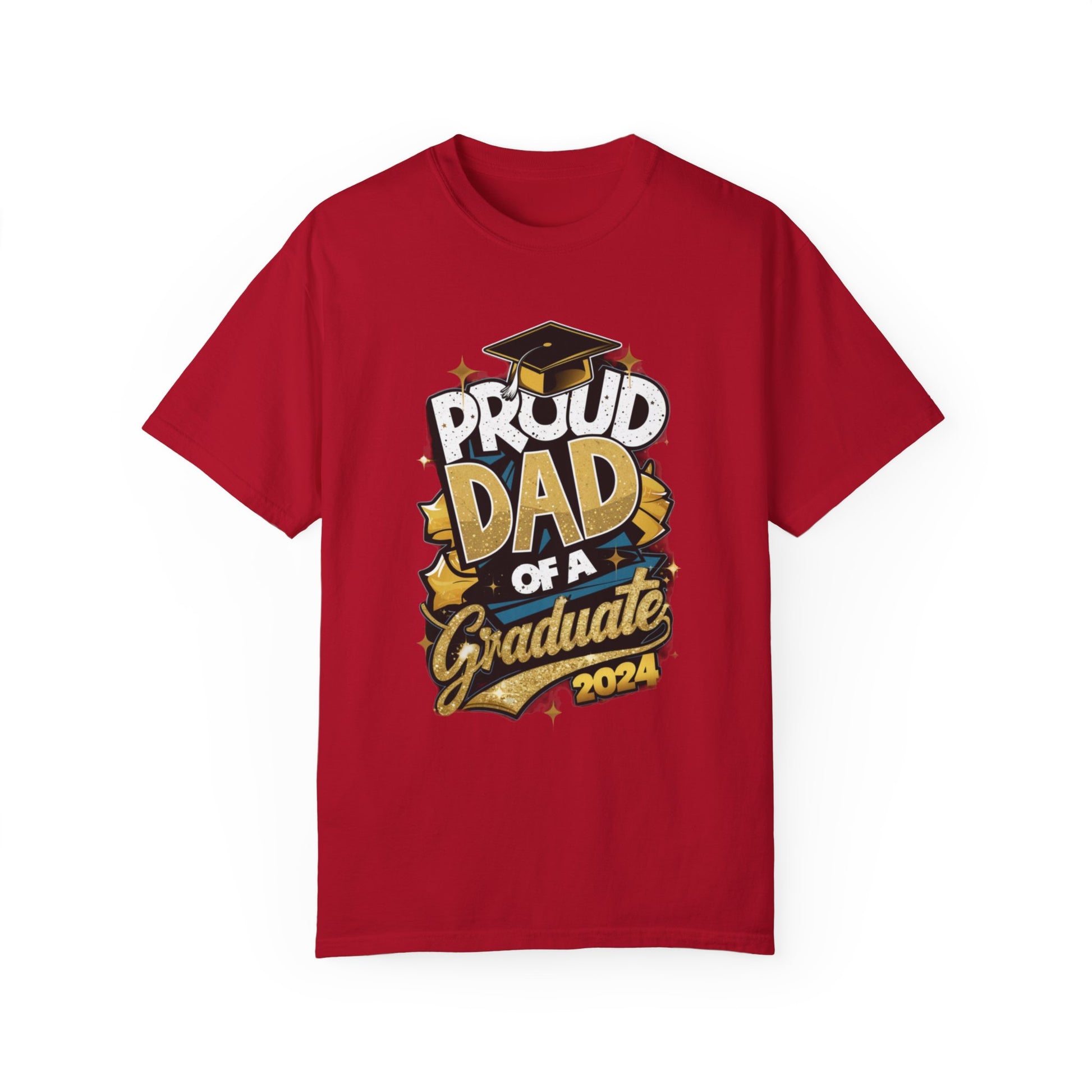 Proud Dad of a 2024 Graduate Unisex Garment-dyed T-shirt Cotton Funny Humorous Graphic Soft Premium Unisex Men Women Red T-shirt Birthday Gift-2