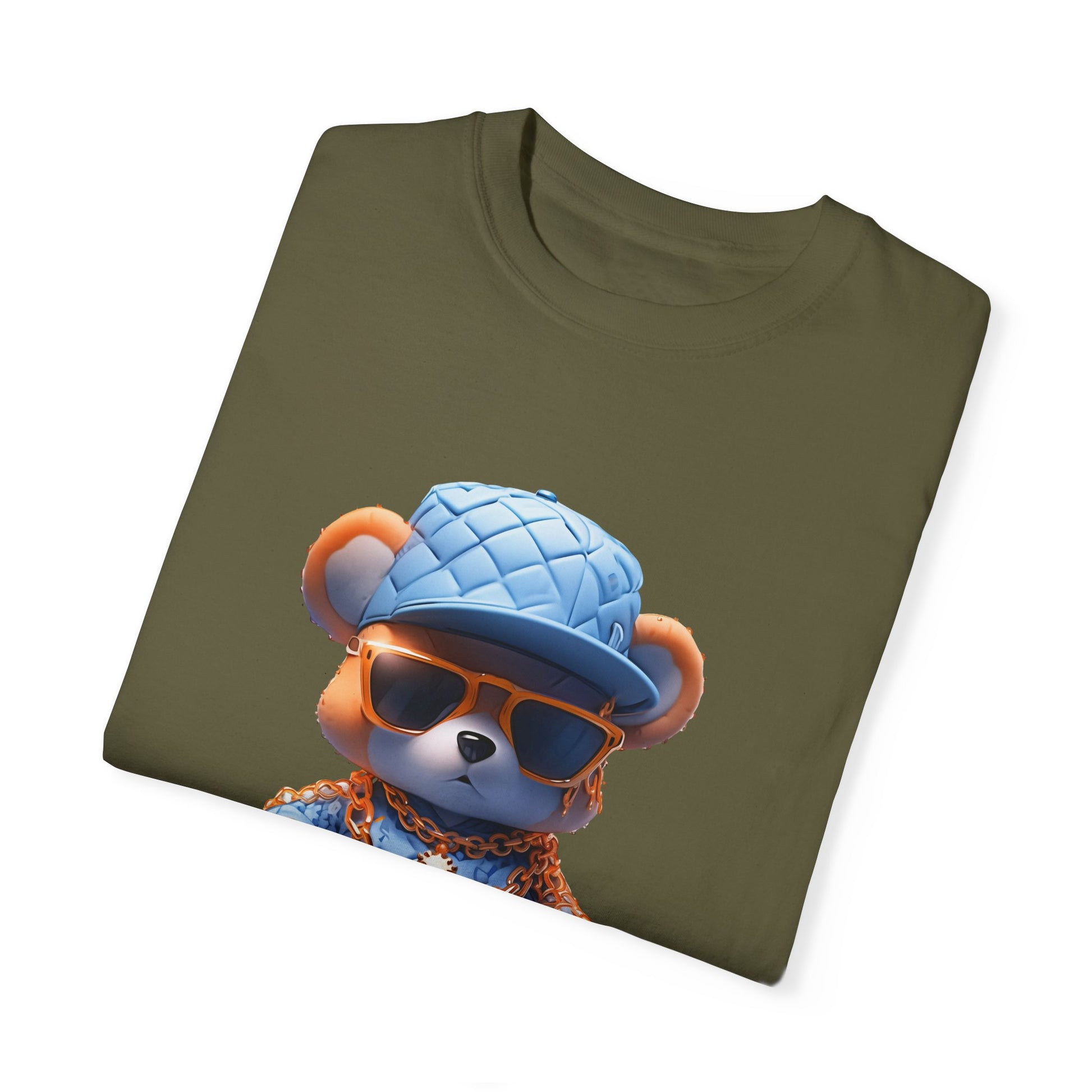 Hip Hop Teddy Bear Graphic Unisex Garment-dyed T-shirt Cotton Funny Humorous Graphic Soft Premium Unisex Men Women Sage T-shirt Birthday Gift-53