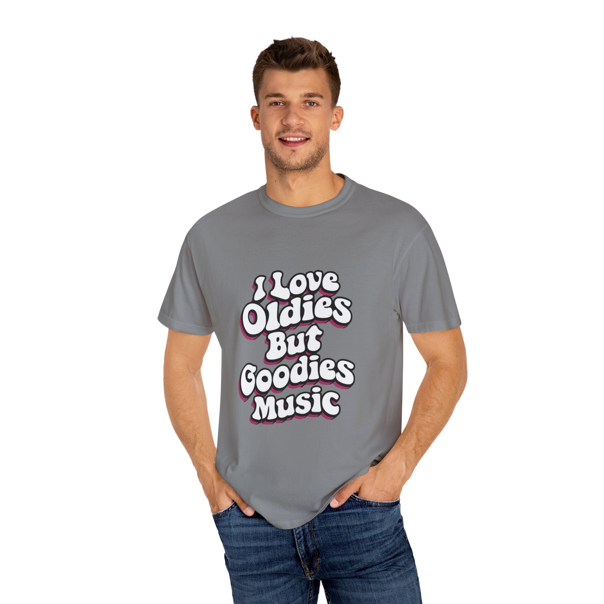 I Love Oldies but Goodies Music Urban Hip Hop Graphic Unisex Garment-dyed T-shirt Cotton Funny Humorous Graphic Soft Premium Unisex Men Women Grey T-shirt Birthday Gift-42