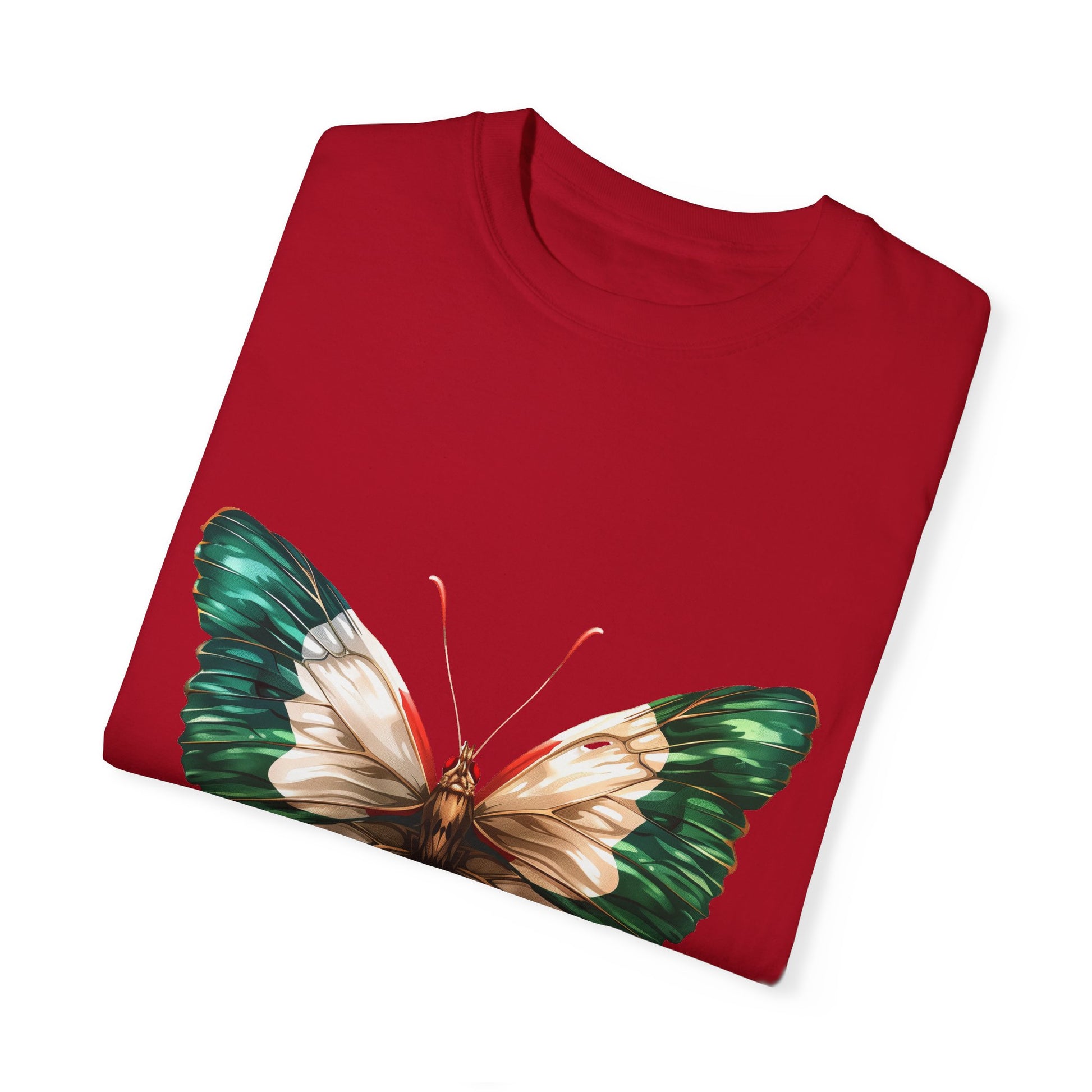 Mexico Flag Butterfly Graphic Unisex Garment Dyed T-shirt Cotton Funny Humorous Graphic Soft Premium Unisex Men Women Red T-shirt Birthday Gift-20