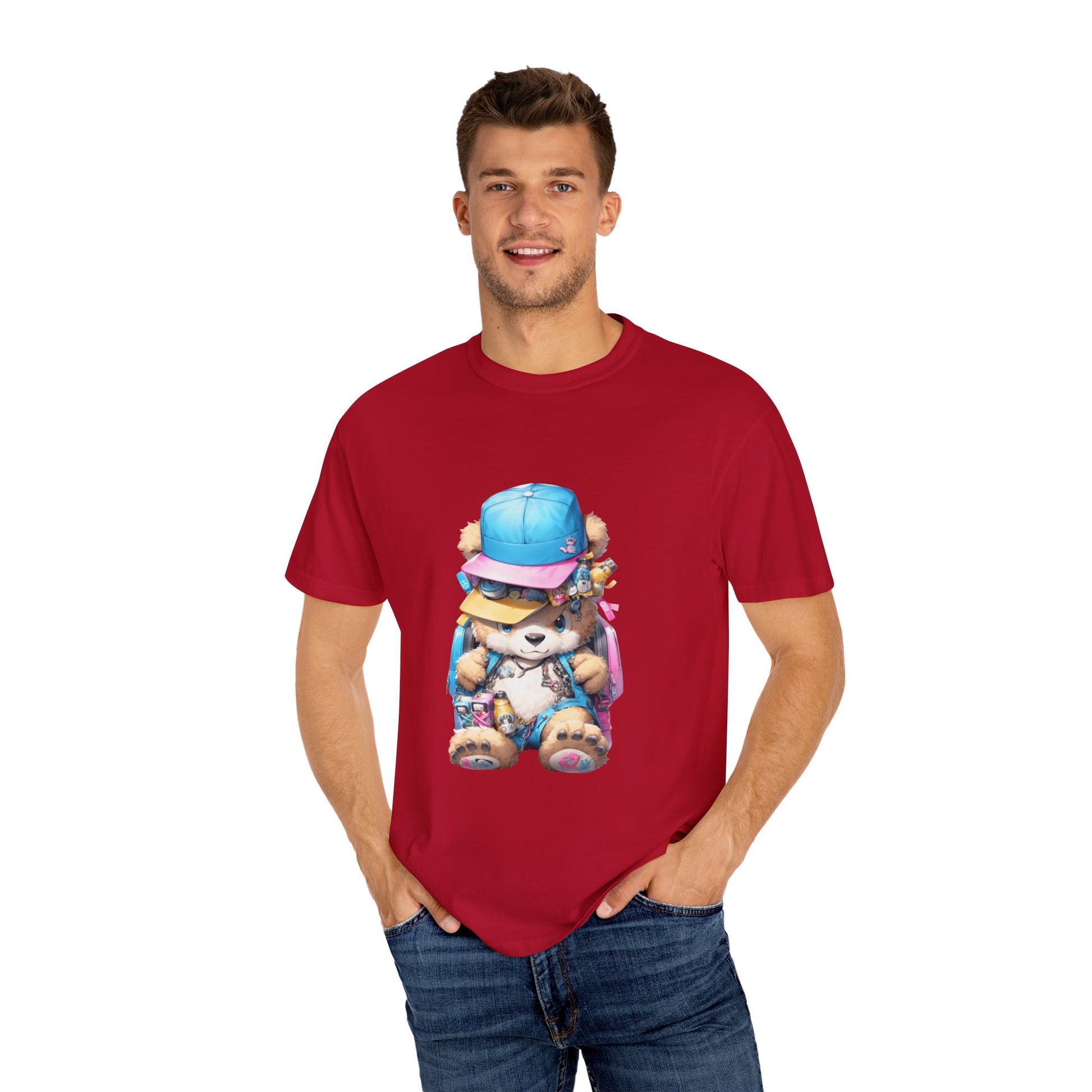 Hip Hop Teddy Bear Graphic Unisex Garment-dyed T-shirt Cotton Funny Humorous Graphic Soft Premium Unisex Men Women Red T-shirt Birthday Gift-21