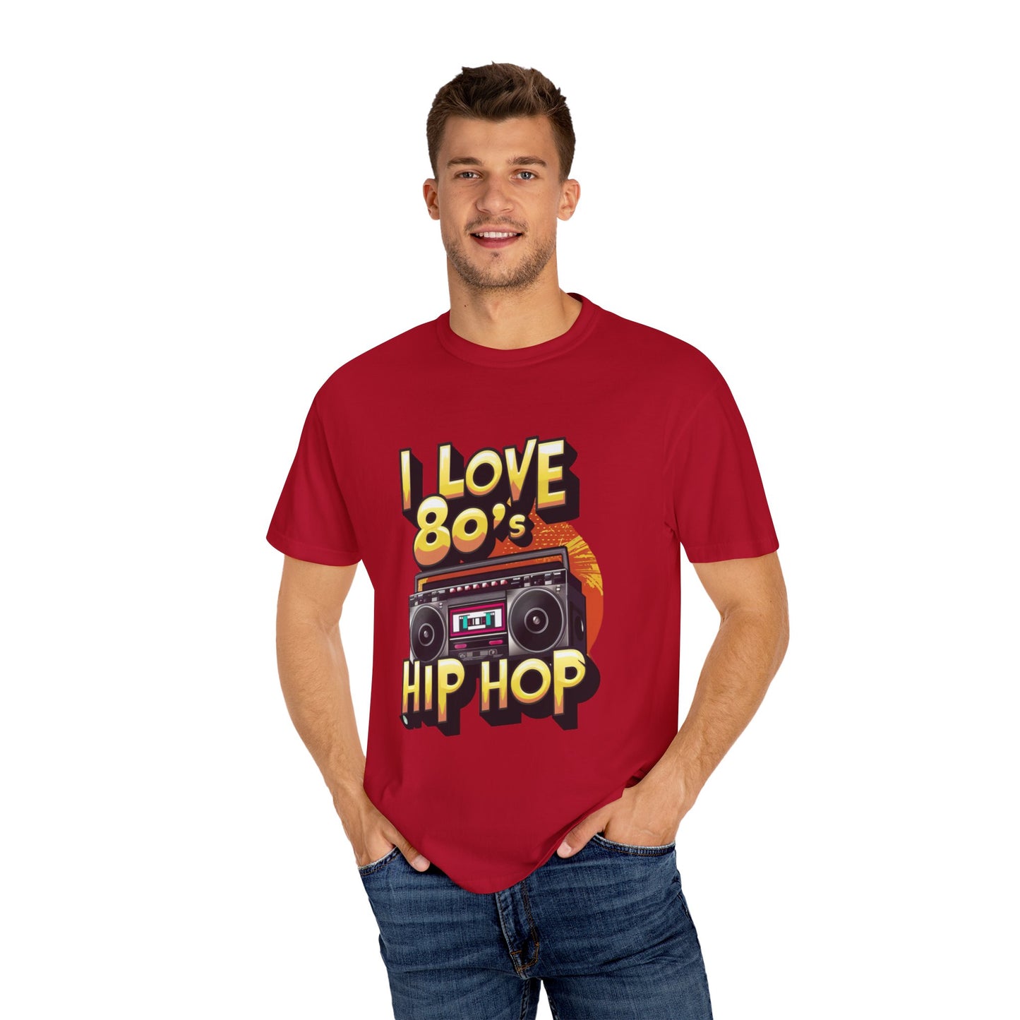 I Love 80's Hip Hop Graphic Unisex Garment-dyed T-shirt Cotton Funny Humorous Graphic Soft Premium Unisex Men Women Red T-shirt Birthday Gift-21