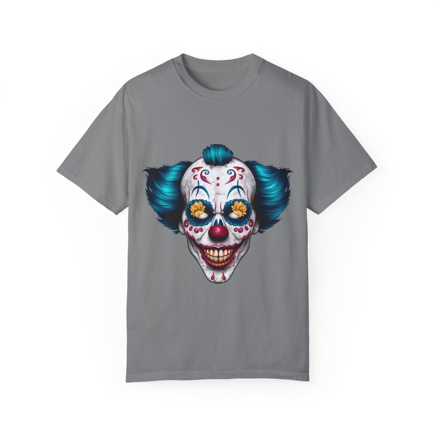 Funny Horror Scary Clown Face Urban Sarcastic Graphic Unisex Garment Dyed T-shirt Cotton Funny Humorous Graphic Soft Premium Unisex Men Women Grey T-shirt Birthday Gift-9