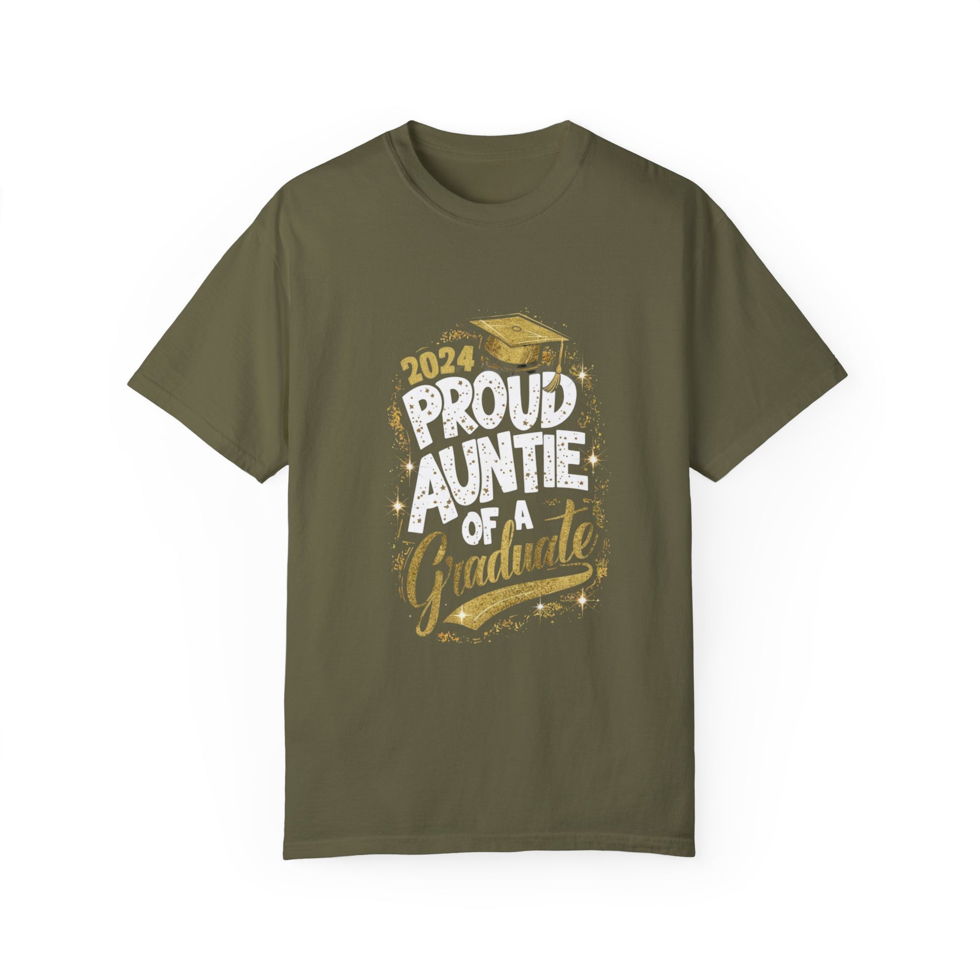 Proud Auntie of a 2024 Graduate Unisex Garment-dyed T-shirt Cotton Funny Humorous Graphic Soft Premium Unisex Men Women Sage T-shirt Birthday Gift-13
