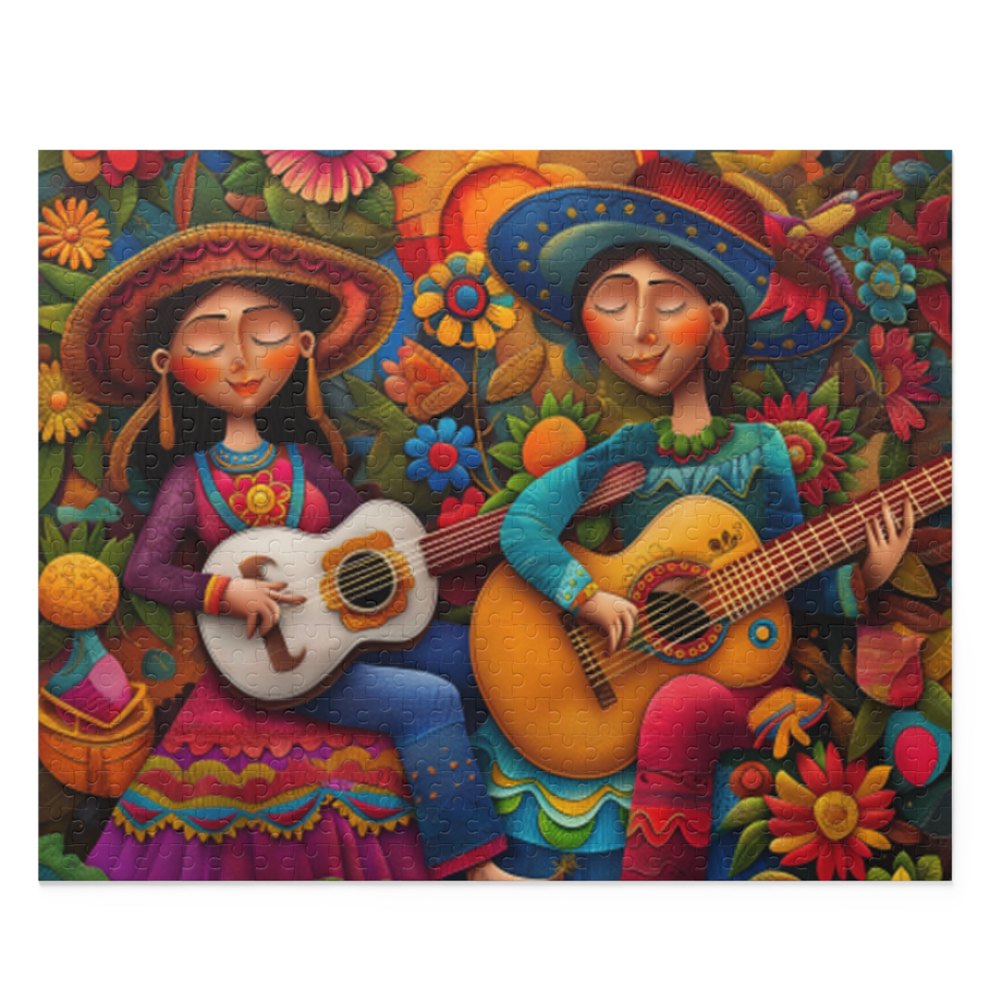 Mexican Art Couple With Guitar Jigsaw Puzzle Adult Birthday Business Jigsaw Puzzle Gift for Him Funny Humorous Indoor Outdoor Game Gift For Her Online-1