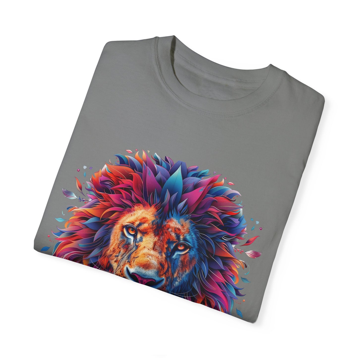 Lion Head Cool Graphic Design Novelty Unisex Garment-dyed T-shirt Cotton Funny Humorous Graphic Soft Premium Unisex Men Women Grey T-shirt Birthday Gift-41