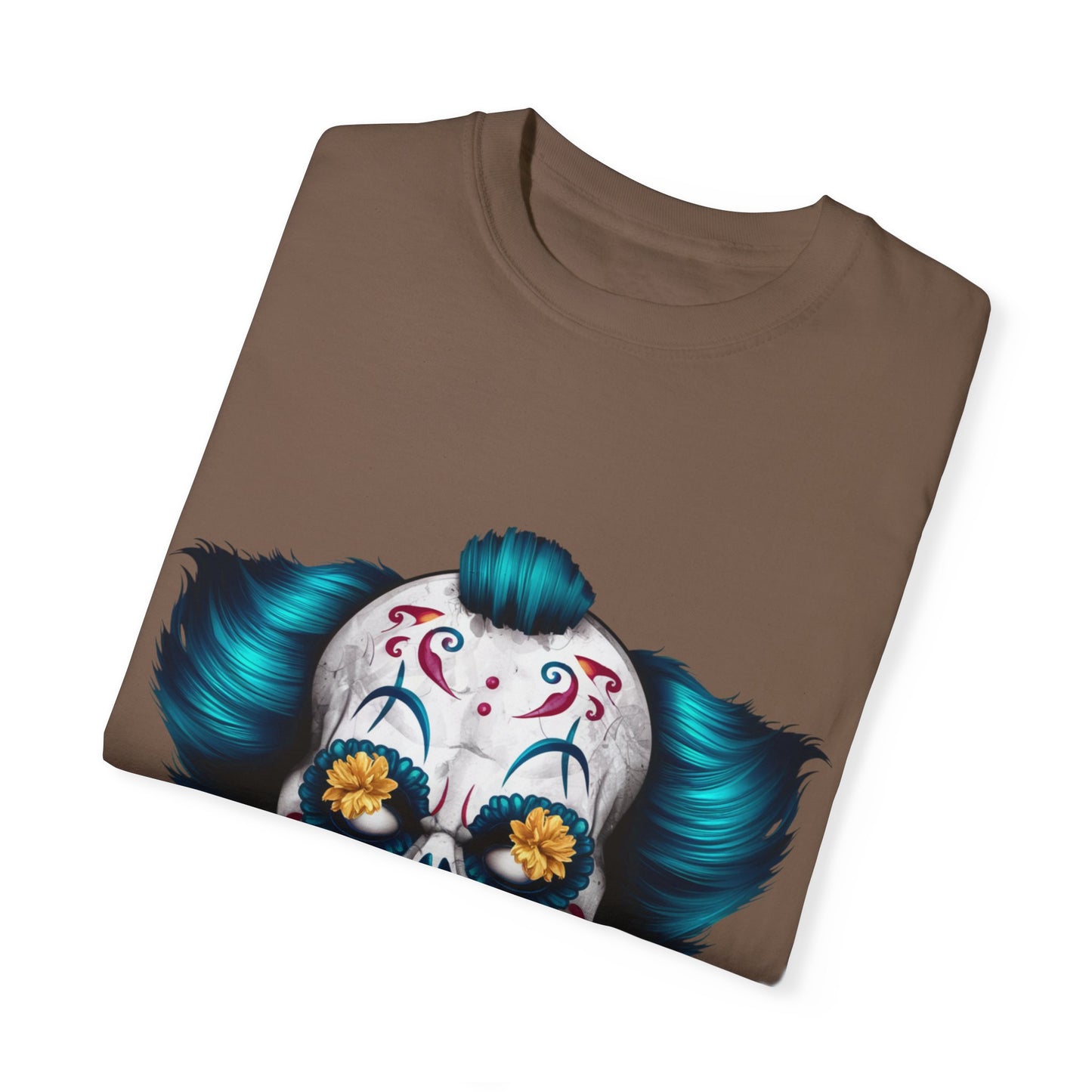 Funny Horror Scary Clown Face Urban Sarcastic Graphic Unisex Garment Dyed T-shirt Cotton Funny Humorous Graphic Soft Premium Unisex Men Women Espresso T-shirt Birthday Gift-59