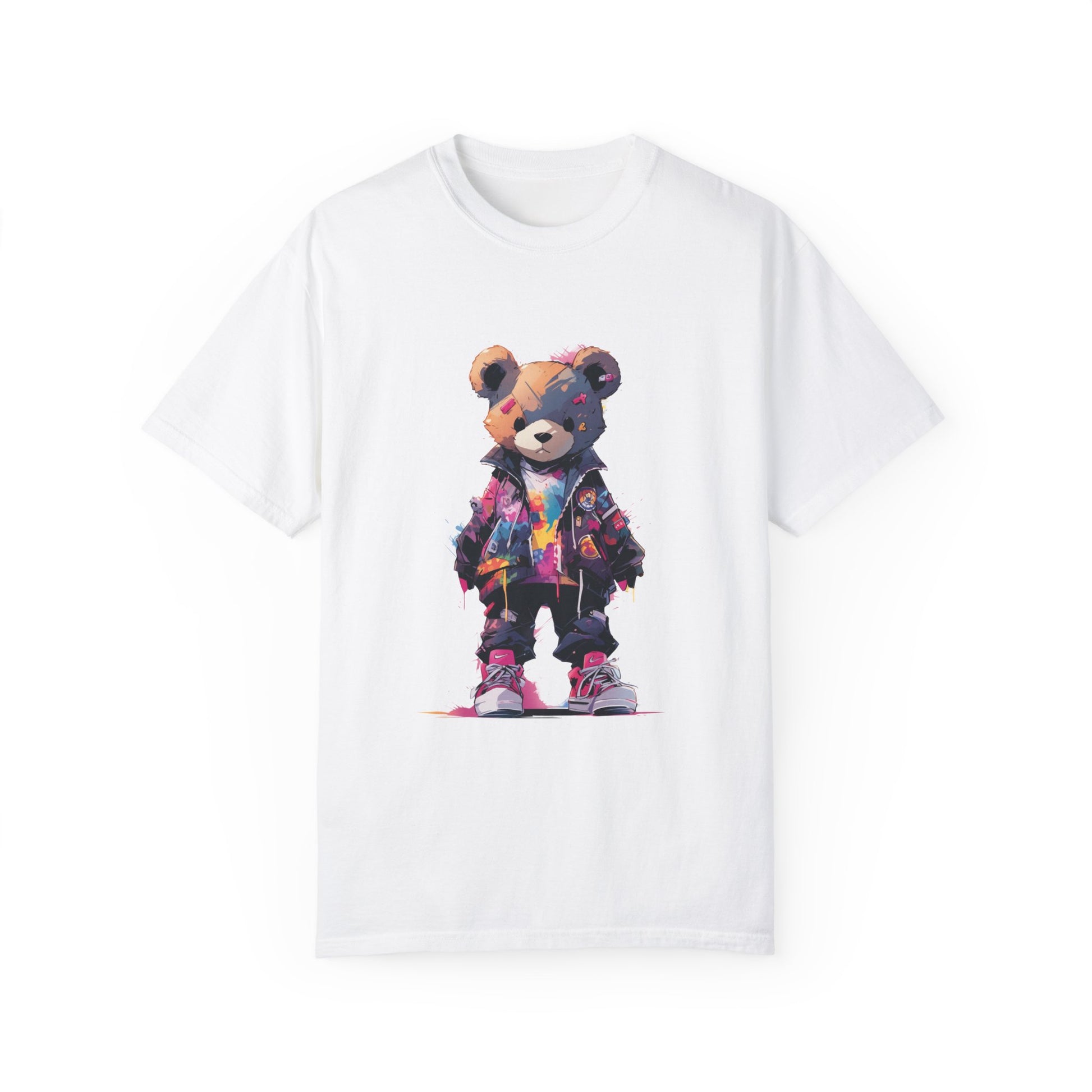 Hip Hop Teddy Bear Graphic Unisex Garment-dyed T-shirt Cotton Funny Humorous Graphic Soft Premium Unisex Men Women White T-shirt Birthday Gift-3