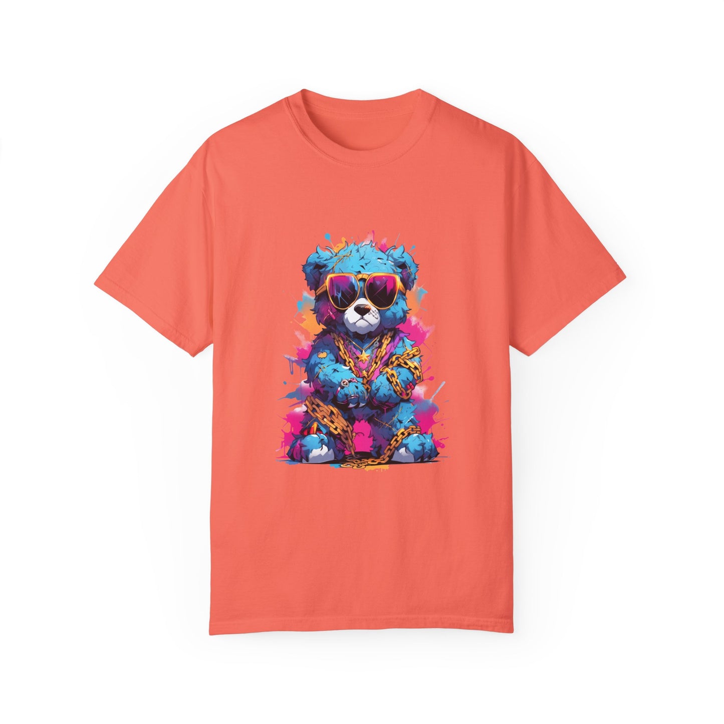 Hip Hop Teddy Bear Graphic Unisex Garment-dyed T-shirt Cotton Funny Humorous Graphic Soft Premium Unisex Men Women Bright Salmon T-shirt Birthday Gift-6