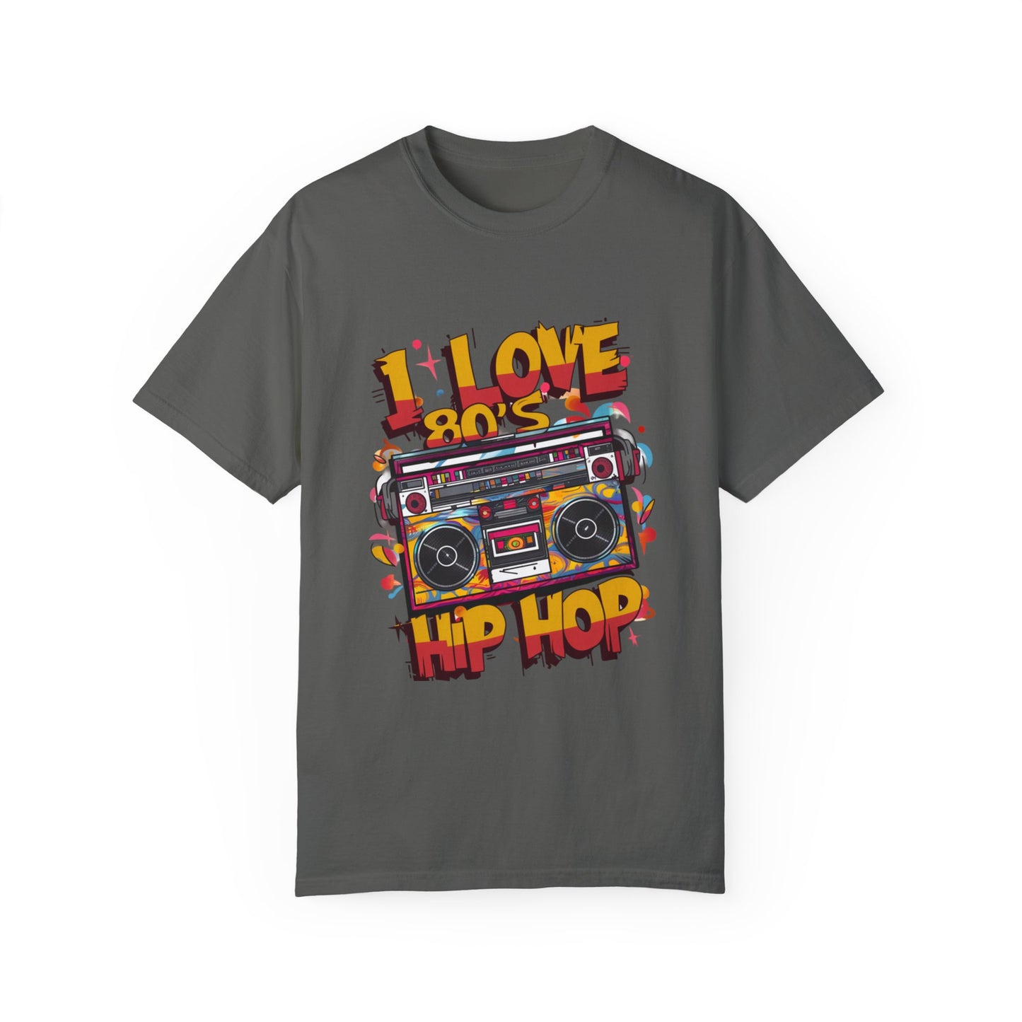 I Love 80's Hip Hop Graphic Unisex Garment-dyed T-shirt Cotton Funny Humorous Graphic Soft Premium Unisex Men Women Pepper T-shirt Birthday Gift-12