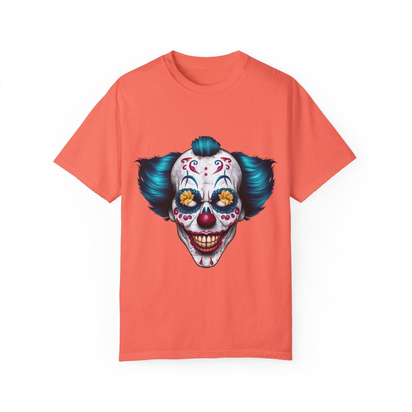 Funny Horror Scary Clown Face Urban Sarcastic Graphic Unisex Garment Dyed T-shirt Cotton Funny Humorous Graphic Soft Premium Unisex Men Women Bright Salmon T-shirt Birthday Gift-6