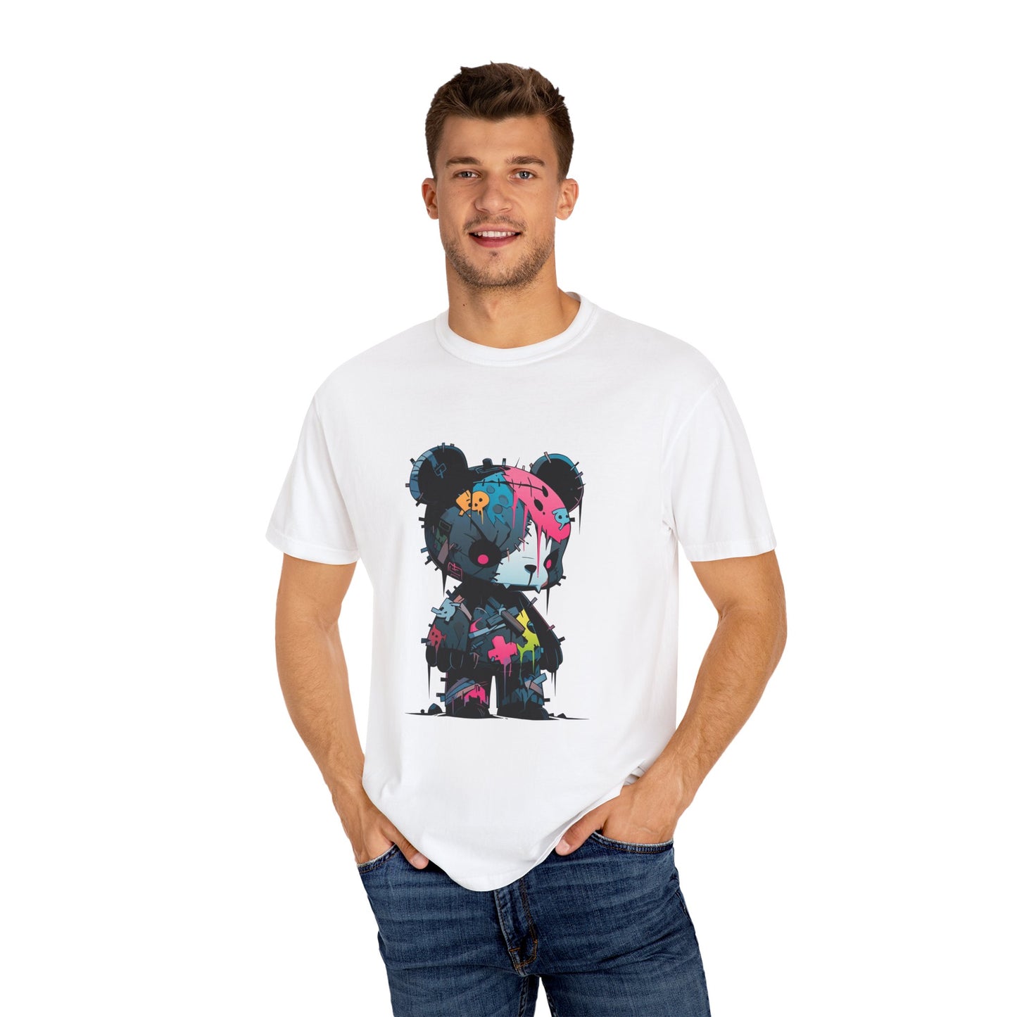 Hip Hop Teddy Bear Graphic Unisex Garment-dyed T-shirt Cotton Funny Humorous Graphic Soft Premium Unisex Men Women White T-shirt Birthday Gift-18
