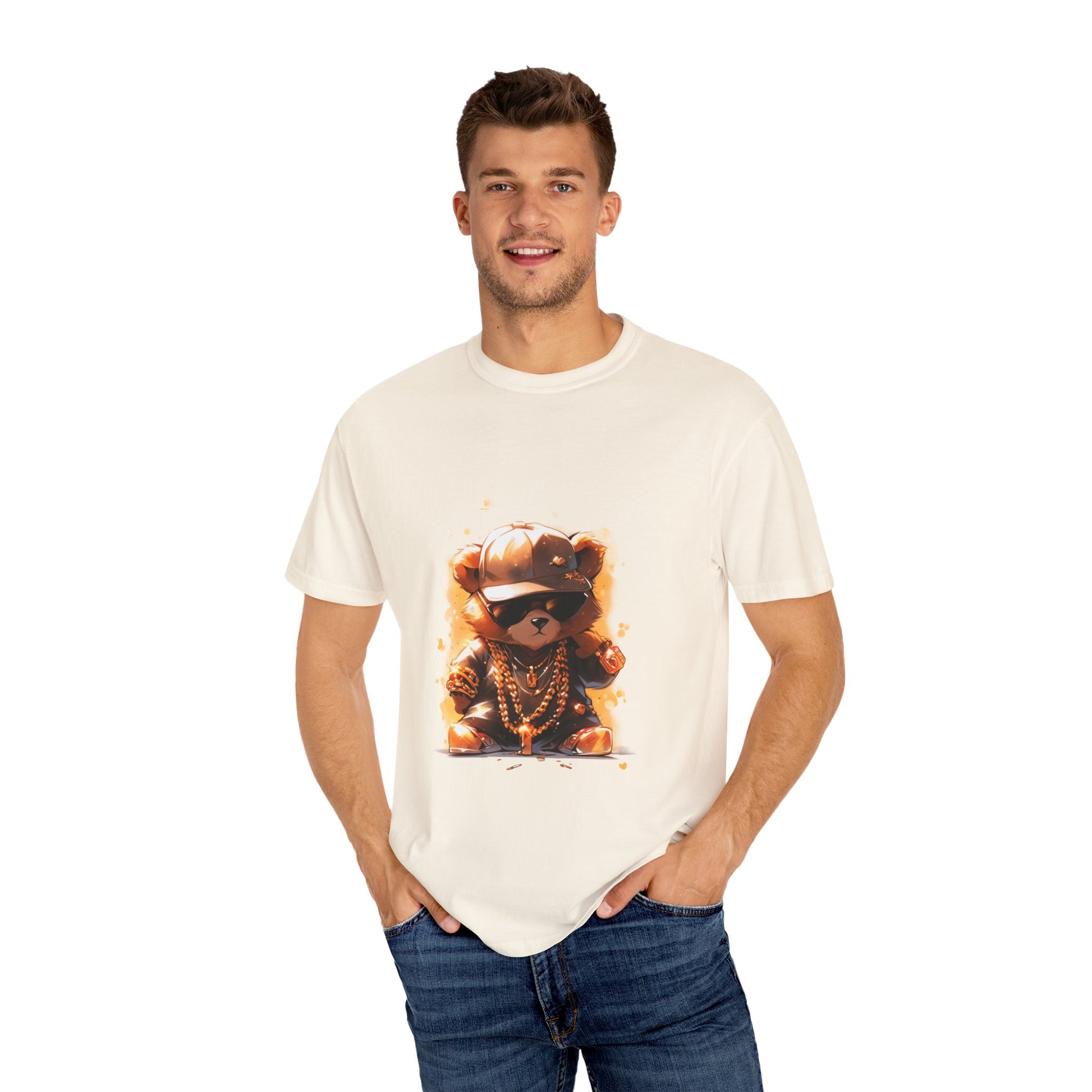 Hip Hop Teddy Bear Graphic Unisex Garment-dyed T-shirt Cotton Funny Humorous Graphic Soft Premium Unisex Men Women Ivory T-shirt Birthday Gift-45