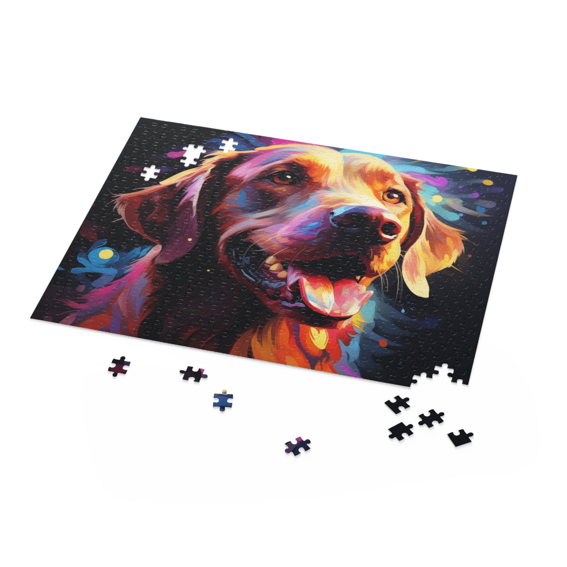 Labrador Dog Retriever Abstract Watercolor Vibrant Jigsaw Puzzle for Boys, Girls, Kids Adult Birthday Business Jigsaw Puzzle Gift for Him Funny Humorous Indoor Outdoor Game Gift For Her Online-5