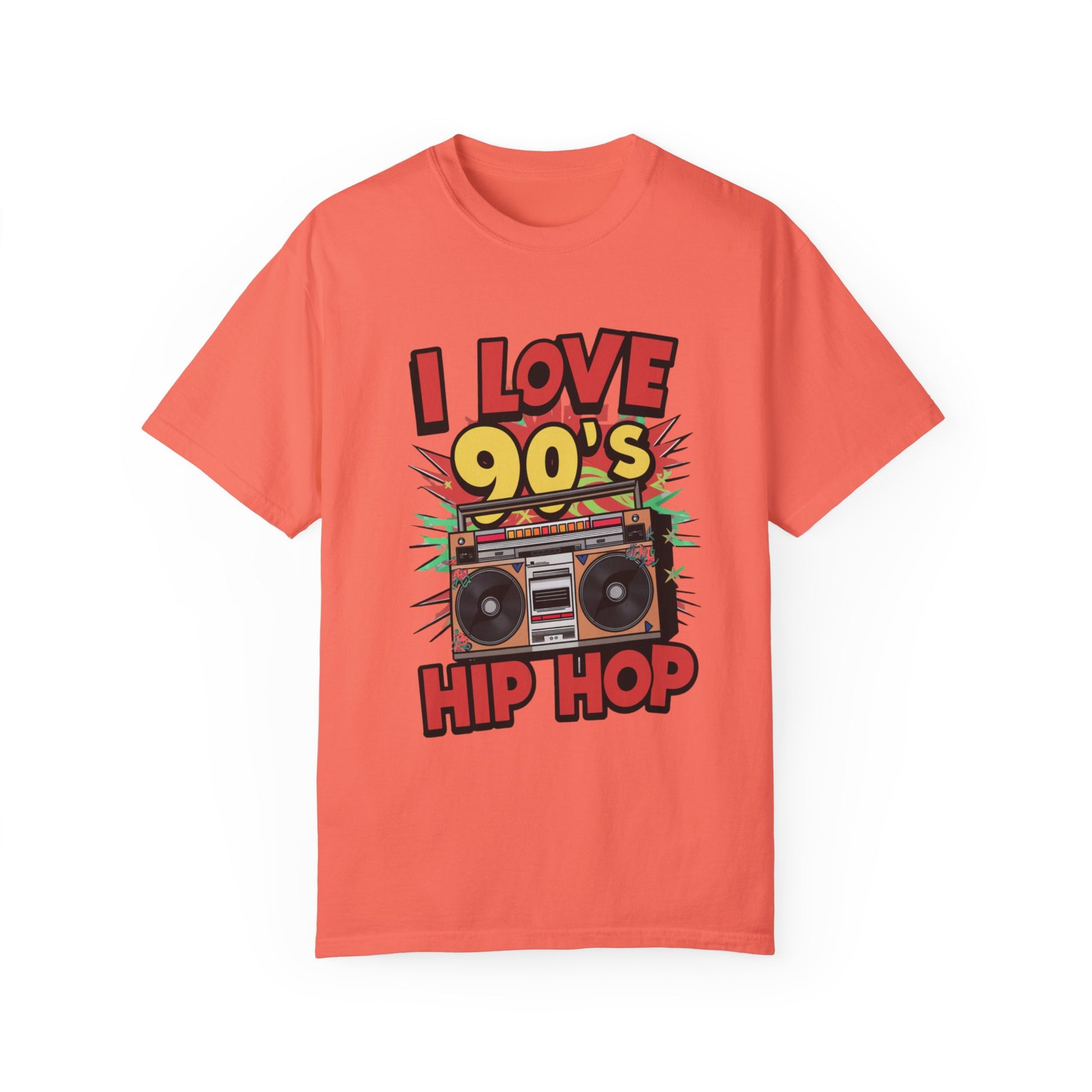 I Love 90's Hip Hop Graphic Unisex Garment-dyed T-shirt Cotton Funny Humorous Graphic Soft Premium Unisex Men Women Bright Salmon T-shirt Birthday Gift-6