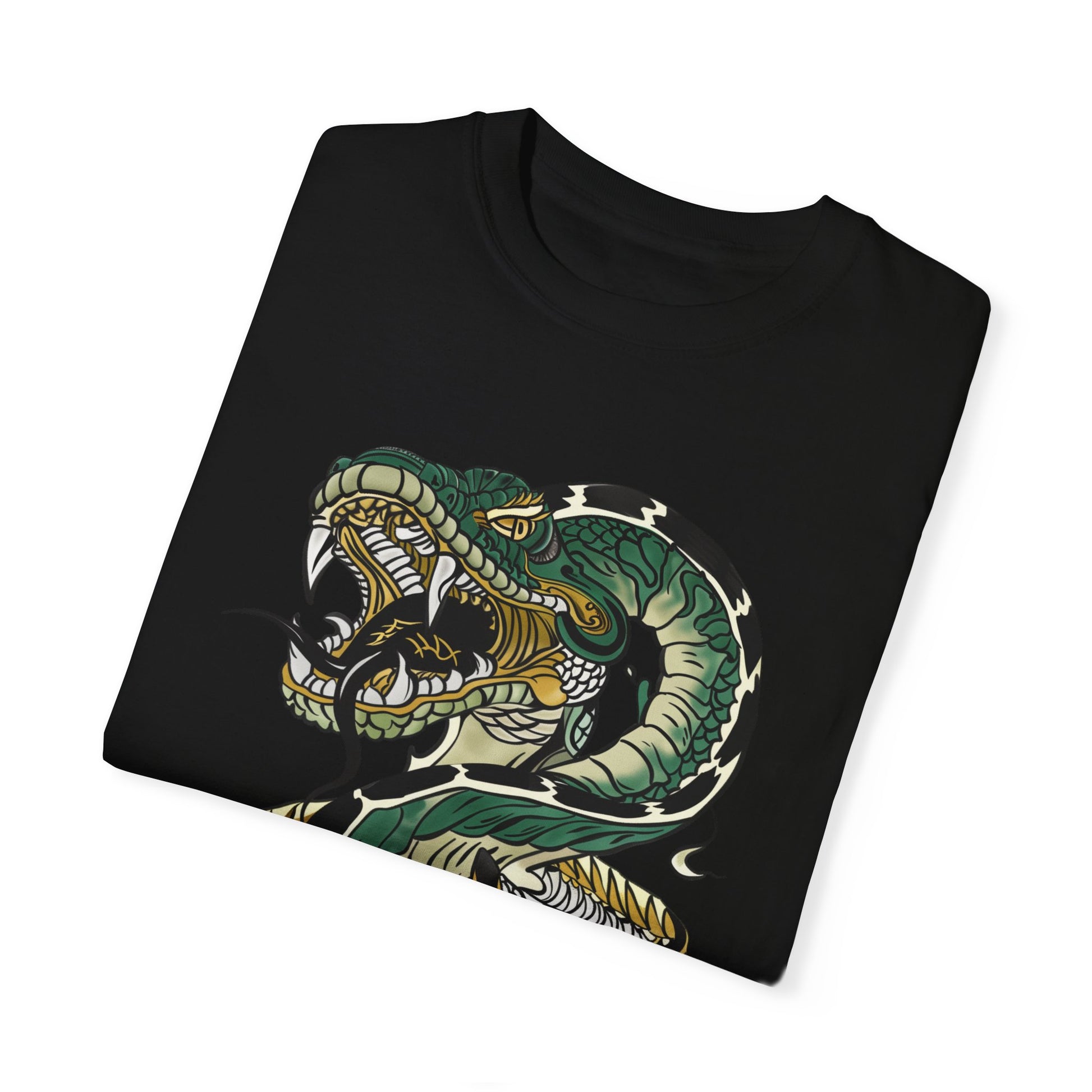 Irezumi Art King Cobra Snake Japanese Tattoo Style Graphic Unisex Garment-dyed T-shirt Cotton Funny Humorous Graphic Soft Premium Unisex Men Women Black T-shirt Birthday Gift-17