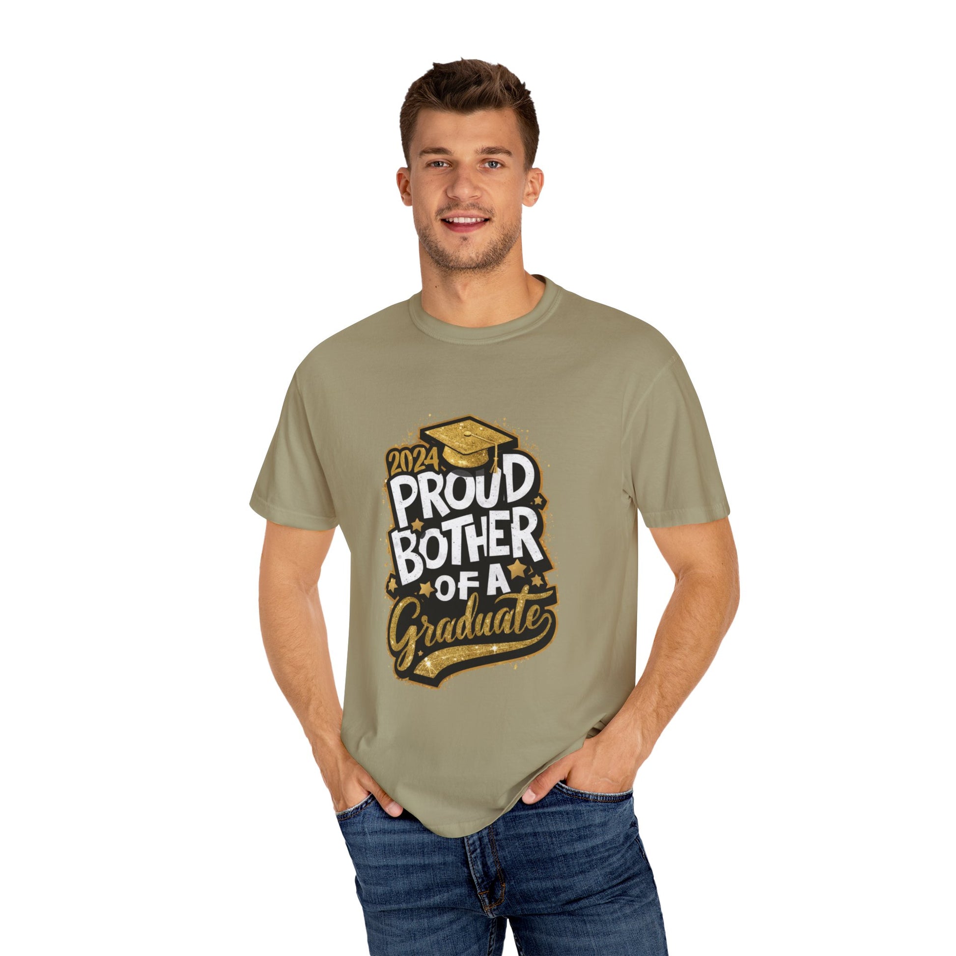 Proud Brother of a 2024 Graduate Unisex Garment-dyed T-shirt Cotton Funny Humorous Graphic Soft Premium Unisex Men Women Khaki T-shirt Birthday Gift-48