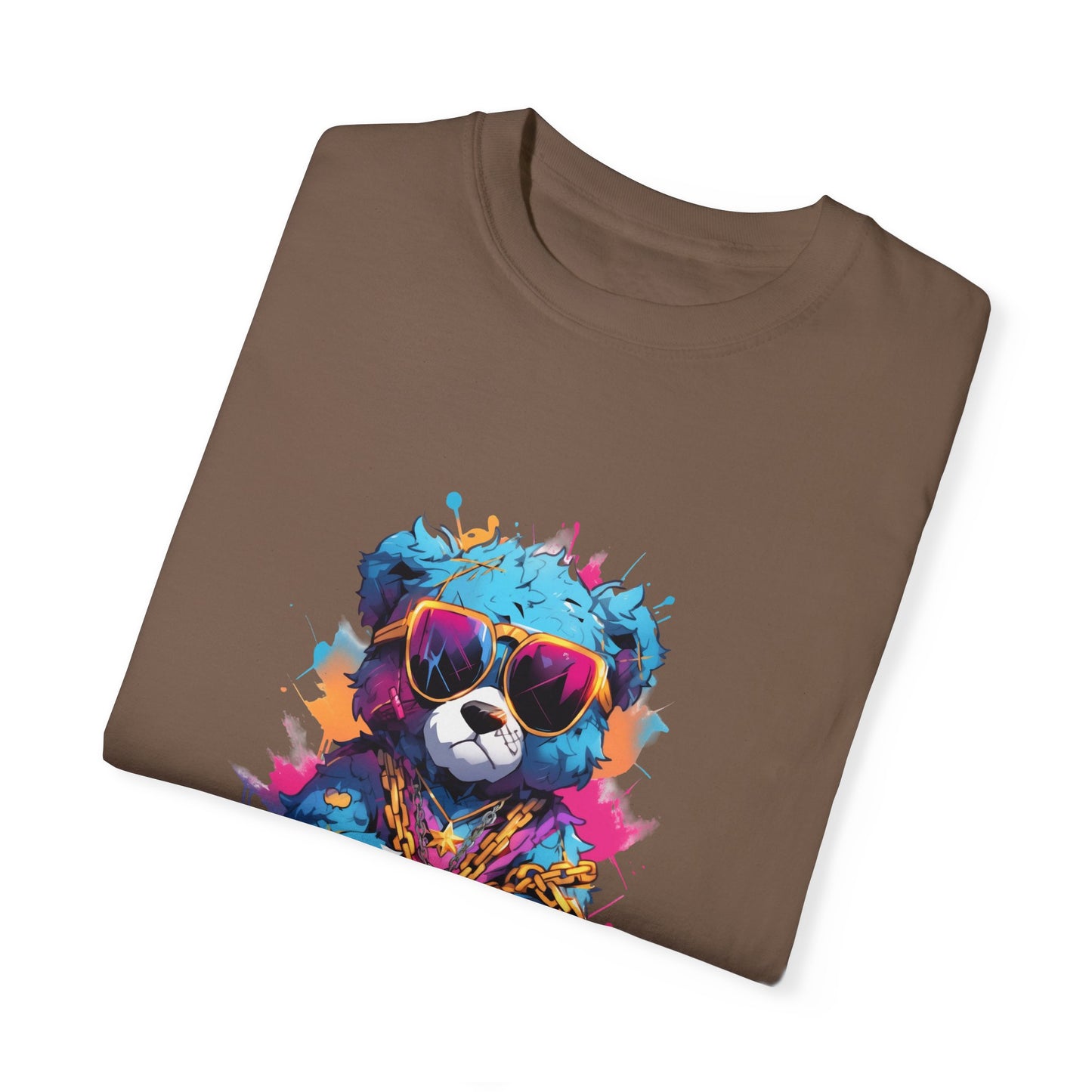 Hip Hop Teddy Bear Graphic Unisex Garment-dyed T-shirt Cotton Funny Humorous Graphic Soft Premium Unisex Men Women Espresso T-shirt Birthday Gift-59