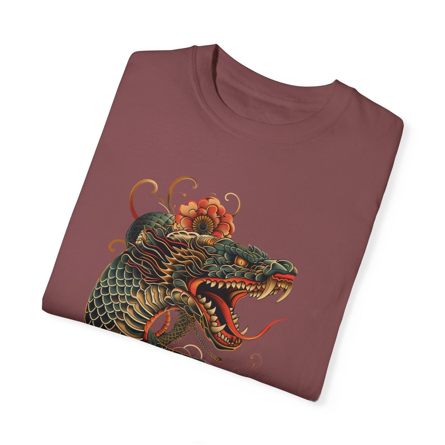 Irezumi Art King Cobra Snake Japanese Tattoo Style Graphic Unisex Garment-dyed T-shirt Cotton Funny Humorous Graphic Soft Premium Unisex Men Women Brick T-shirt Birthday Gift-29