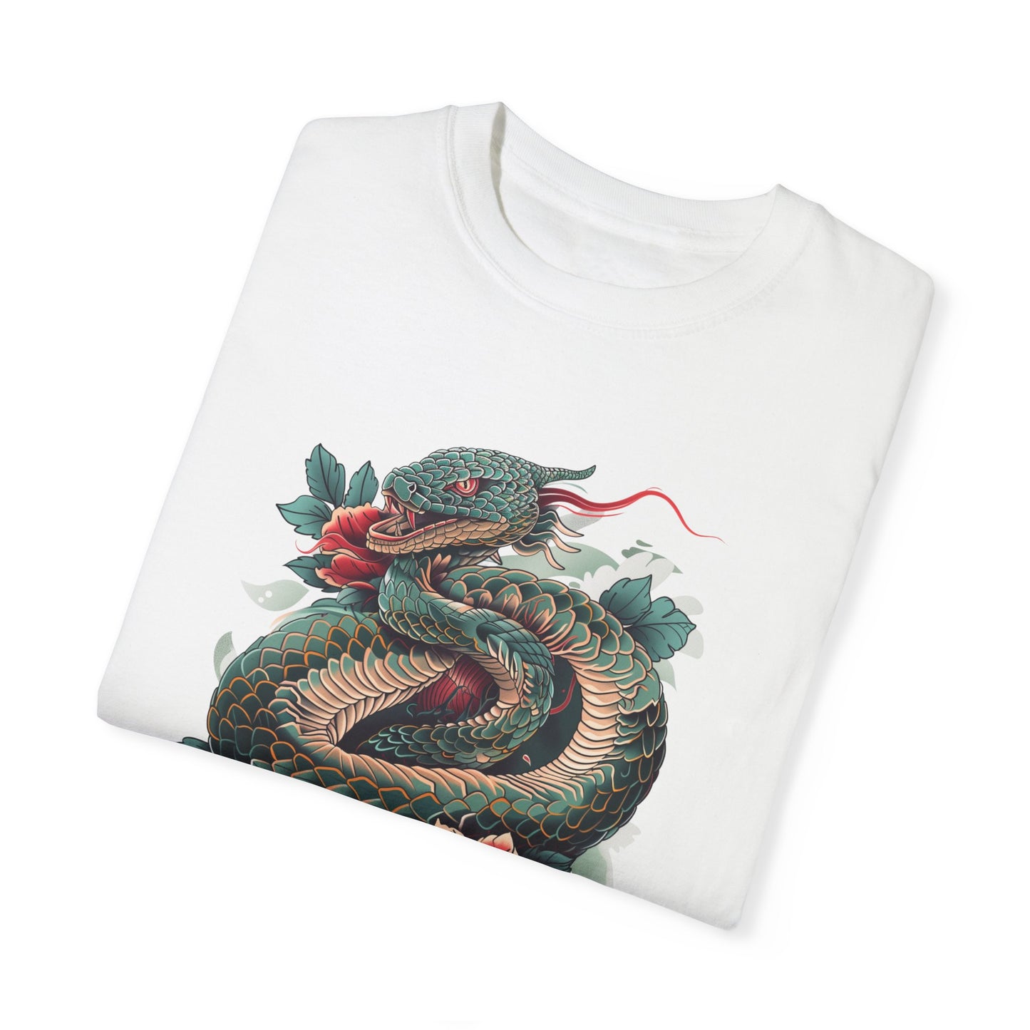 Irezumi Art King Cobra Snake Japanese Tattoo Style Graphic Unisex Garment-dyed T-shirt Cotton Funny Humorous Graphic Soft Premium Unisex Men Women White T-shirt Birthday Gift-23