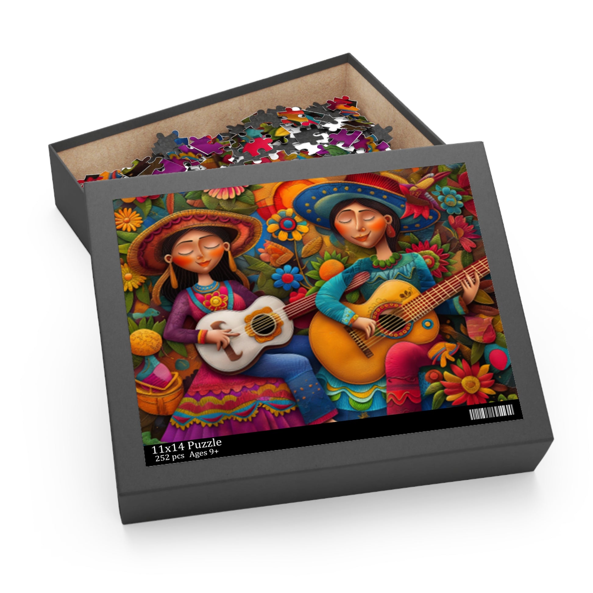 Mexican Art Couple With Guitar Jigsaw Puzzle Adult Birthday Business Jigsaw Puzzle Gift for Him Funny Humorous Indoor Outdoor Game Gift For Her Online-8