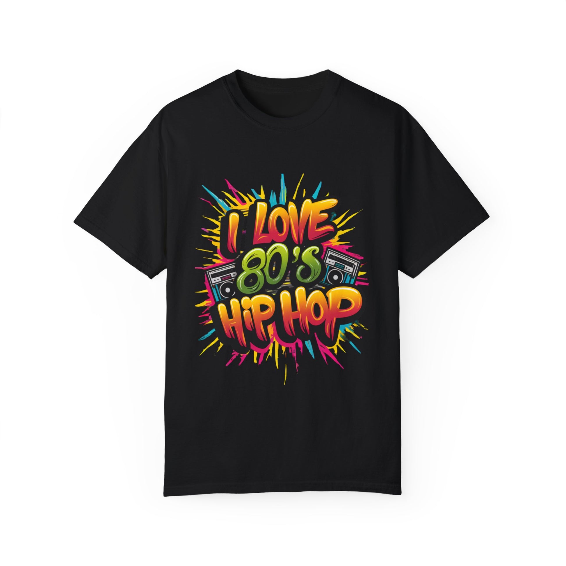 I Love 80's Hip Hop Graphic Unisex Garment-dyed T-shirt Cotton Funny Humorous Graphic Soft Premium Unisex Men Women Black T-shirt Birthday Gift-1