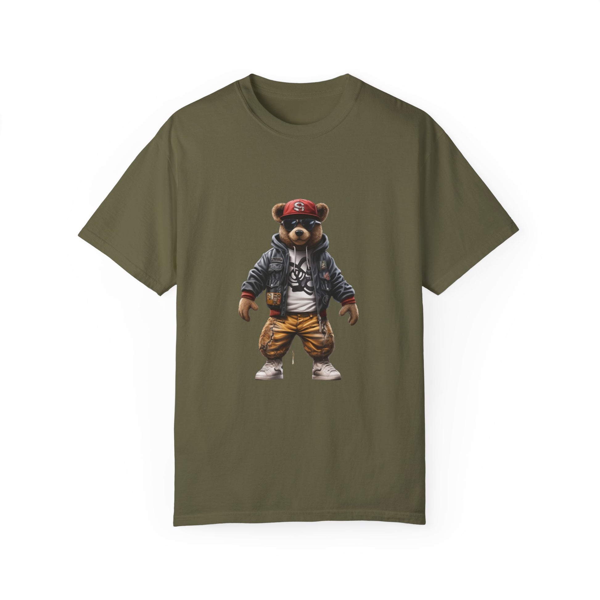 Hip Hop Teddy Bear Graphic Unisex Garment-dyed T-shirt Cotton Funny Humorous Graphic Soft Premium Unisex Men Women Sage T-shirt Birthday Gift-13