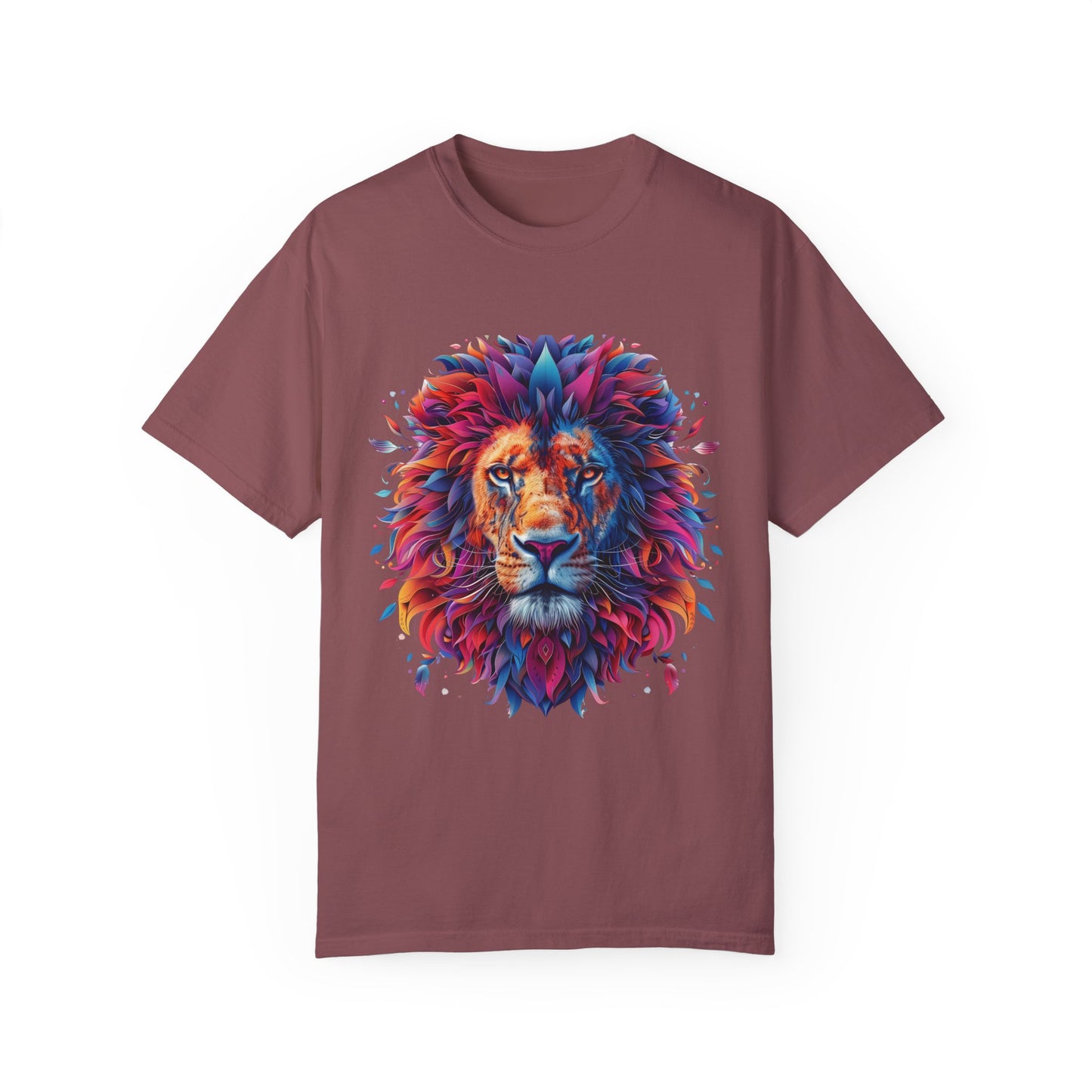 Lion Head Cool Graphic Design Novelty Unisex Garment-dyed T-shirt Cotton Funny Humorous Graphic Soft Premium Unisex Men Women Brick T-shirt Birthday Gift-5