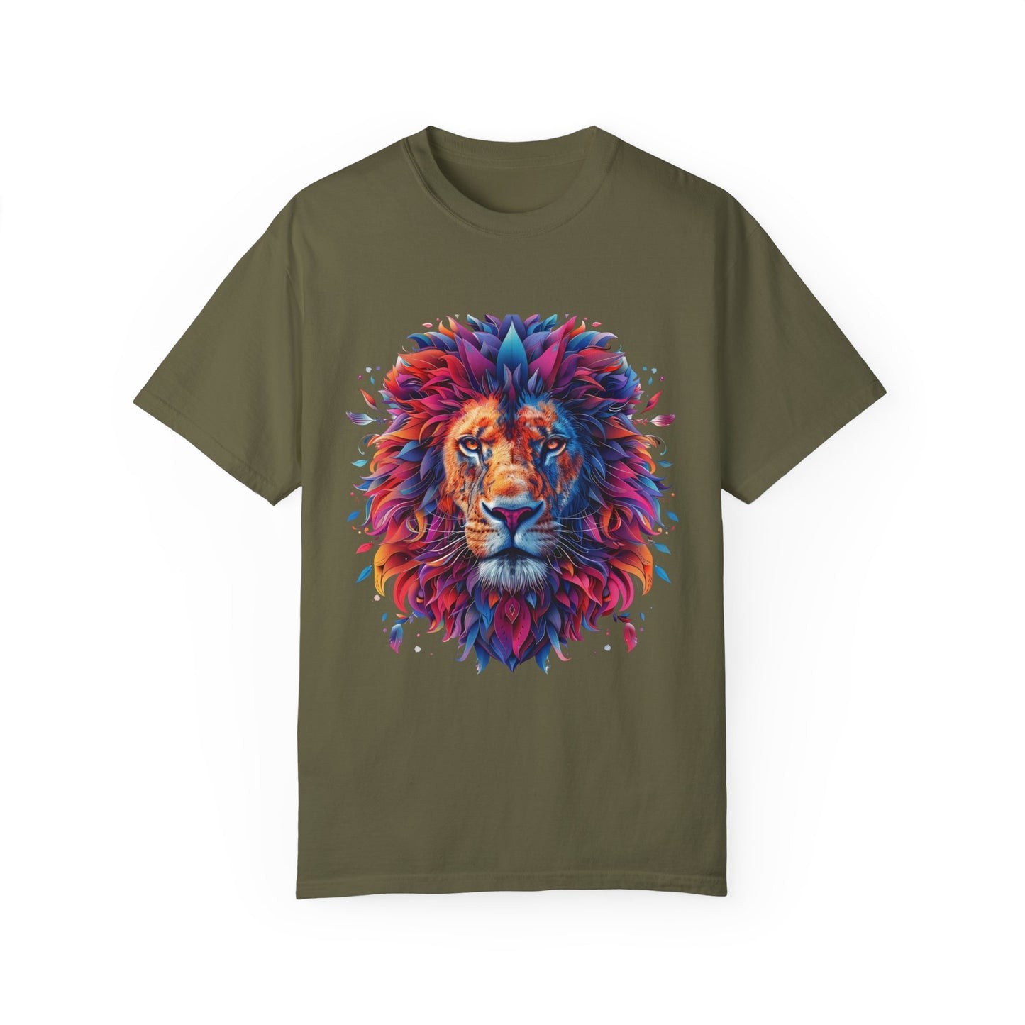 Lion Head Cool Graphic Design Novelty Unisex Garment-dyed T-shirt Cotton Funny Humorous Graphic Soft Premium Unisex Men Women Sage T-shirt Birthday Gift-13