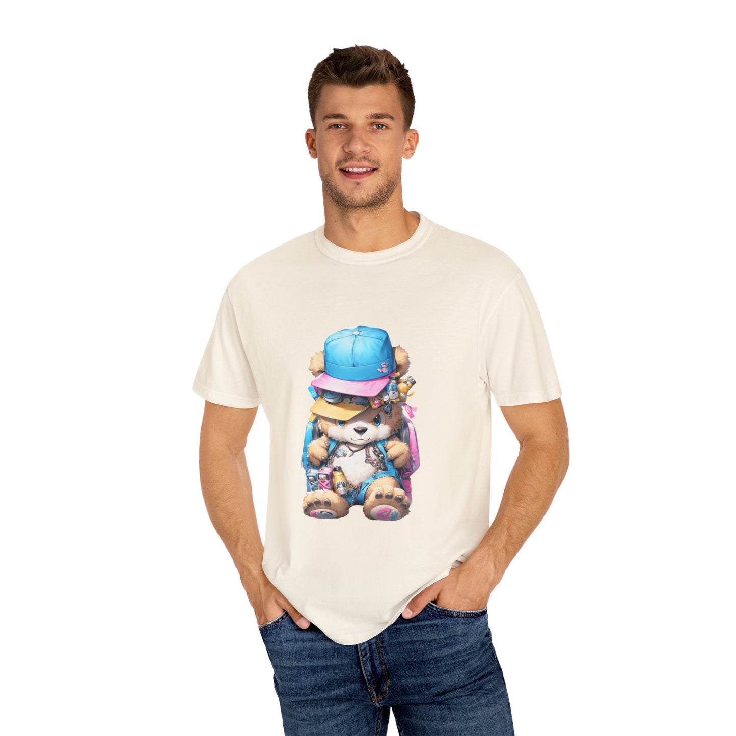 Hip Hop Teddy Bear Graphic Unisex Garment-dyed T-shirt Cotton Funny Humorous Graphic Soft Premium Unisex Men Women Ivory T-shirt Birthday Gift-45