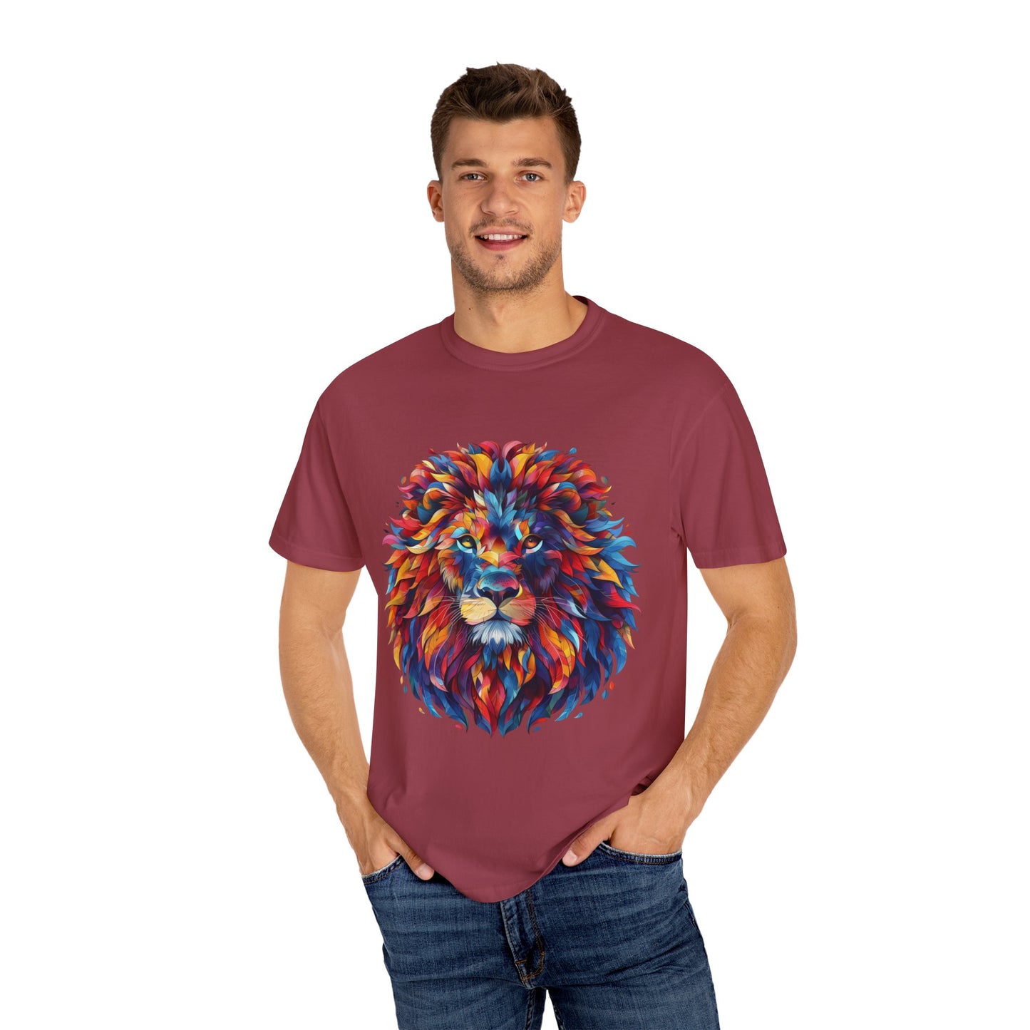 Lion Head Cool Graphic Design Novelty Unisex Garment-dyed T-shirt Cotton Funny Humorous Graphic Soft Premium Unisex Men Women Chili T-shirt Birthday Gift-36