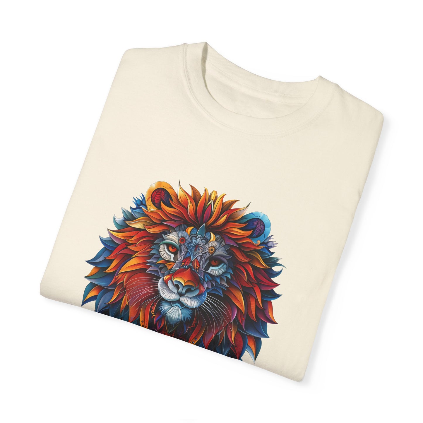 Lion Head Cool Graphic Design Novelty Unisex Garment-dyed T-shirt Cotton Funny Humorous Graphic Soft Premium Unisex Men Women Ivory T-shirt Birthday Gift-44