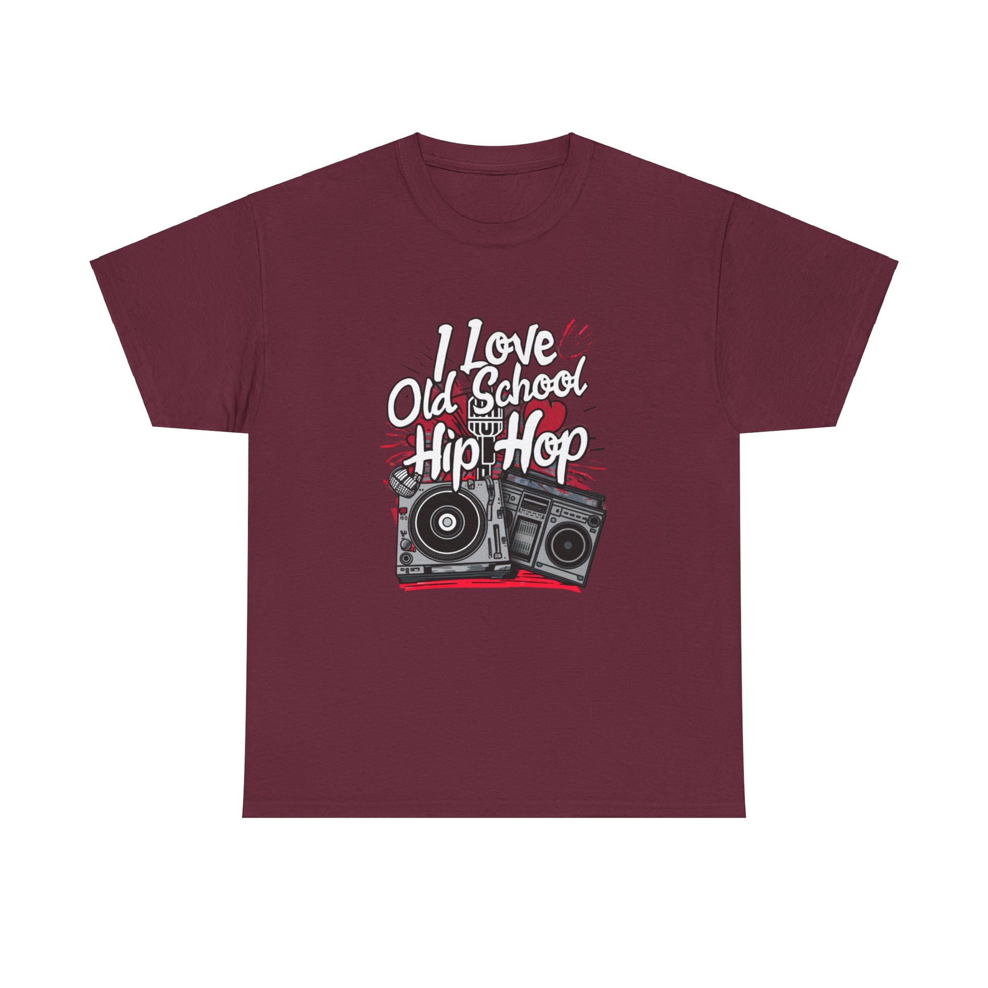 I Love Old School Hip Hop Urban Graphic Unisex Heavy Cotton Tee Cotton Funny Humorous Graphic Soft Premium Unisex Men Women Maroon T-shirt Birthday Gift-5