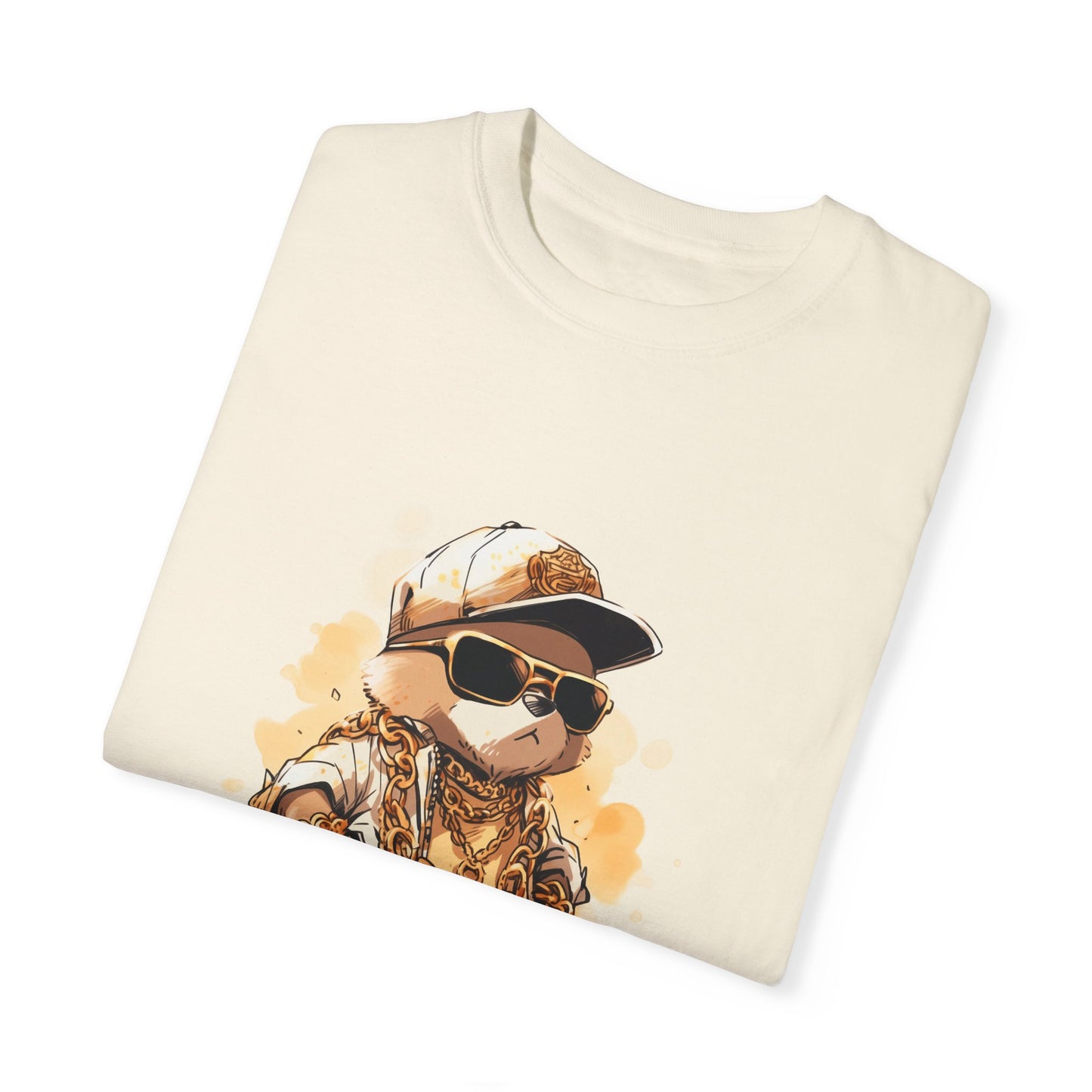 Hip Hop Teddy Bear Graphic Unisex Garment-dyed T-shirt Cotton Funny Humorous Graphic Soft Premium Unisex Men Women Ivory T-shirt Birthday Gift-44