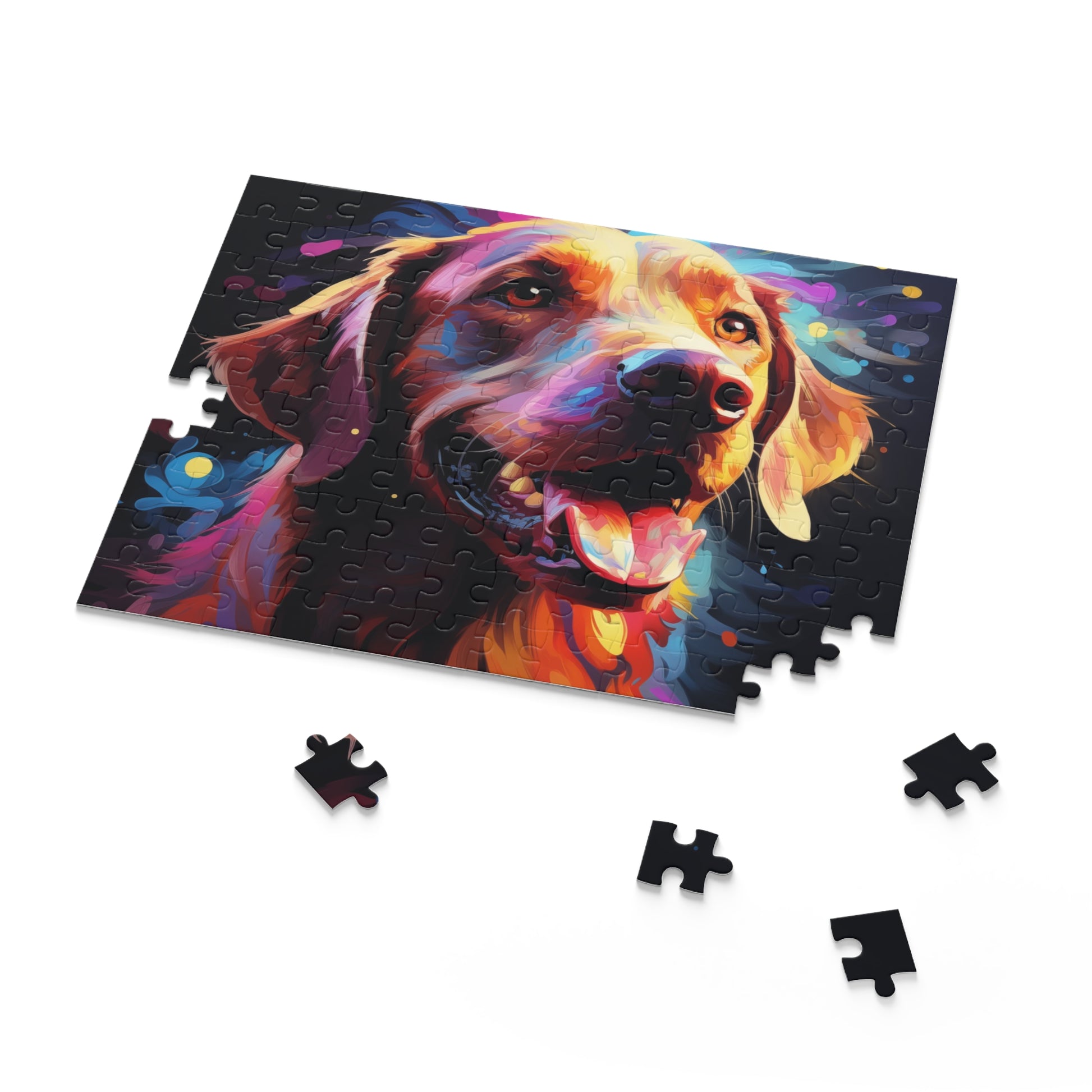 Labrador Dog Retriever Abstract Watercolor Vibrant Jigsaw Puzzle for Boys, Girls, Kids Adult Birthday Business Jigsaw Puzzle Gift for Him Funny Humorous Indoor Outdoor Game Gift For Her Online-7