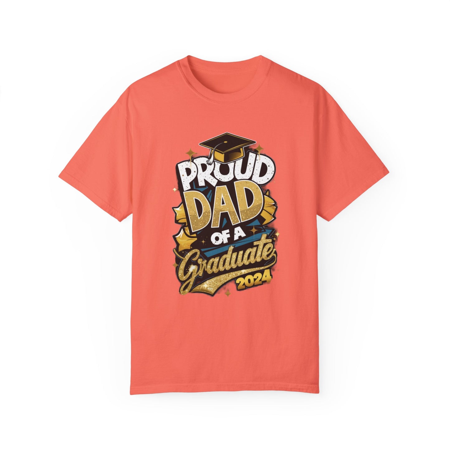 Proud Dad of a 2024 Graduate Unisex Garment-dyed T-shirt Cotton Funny Humorous Graphic Soft Premium Unisex Men Women Bright Salmon T-shirt Birthday Gift-6