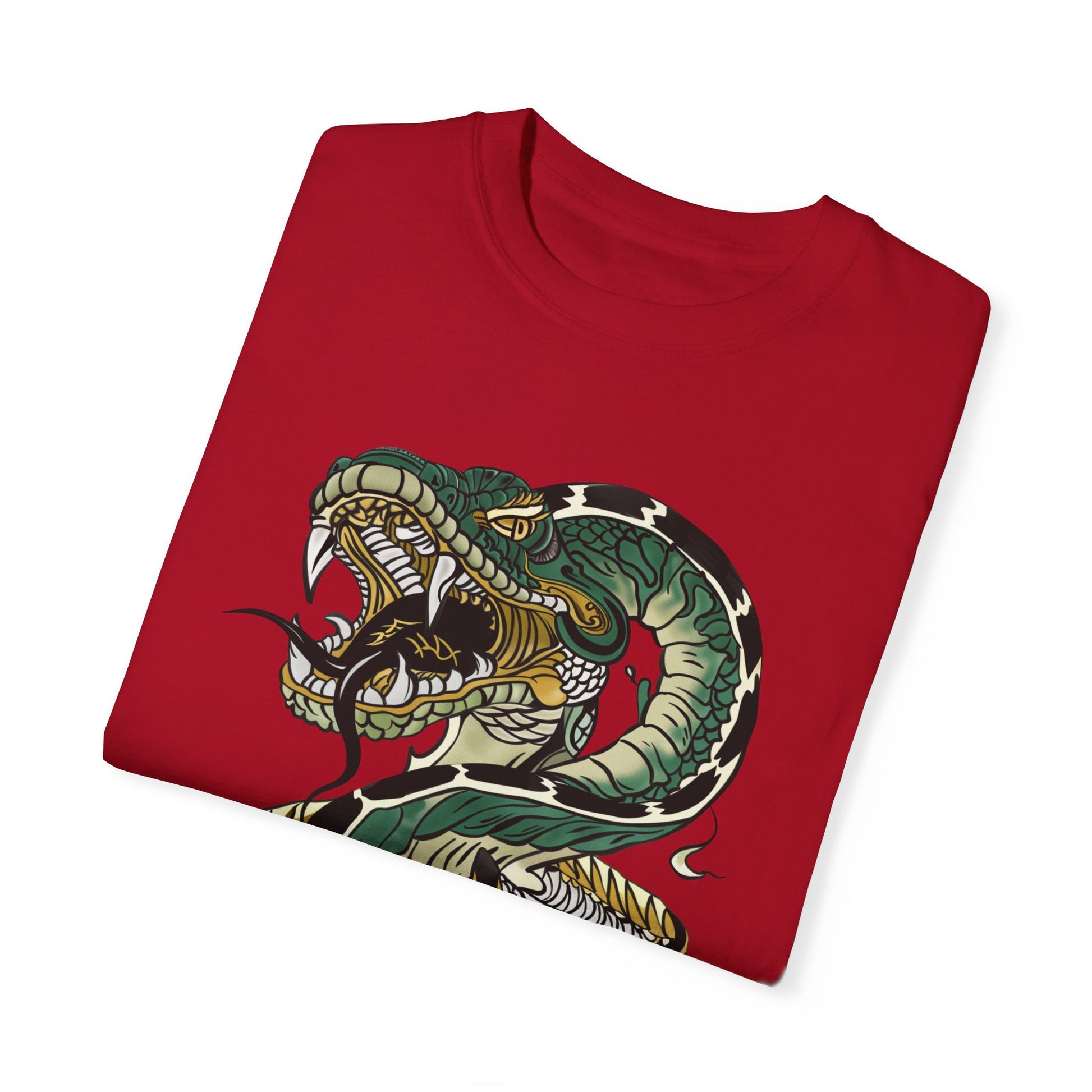 Irezumi Art King Cobra Snake Japanese Tattoo Style Graphic Unisex Garment-dyed T-shirt Cotton Funny Humorous Graphic Soft Premium Unisex Men Women Red T-shirt Birthday Gift-20