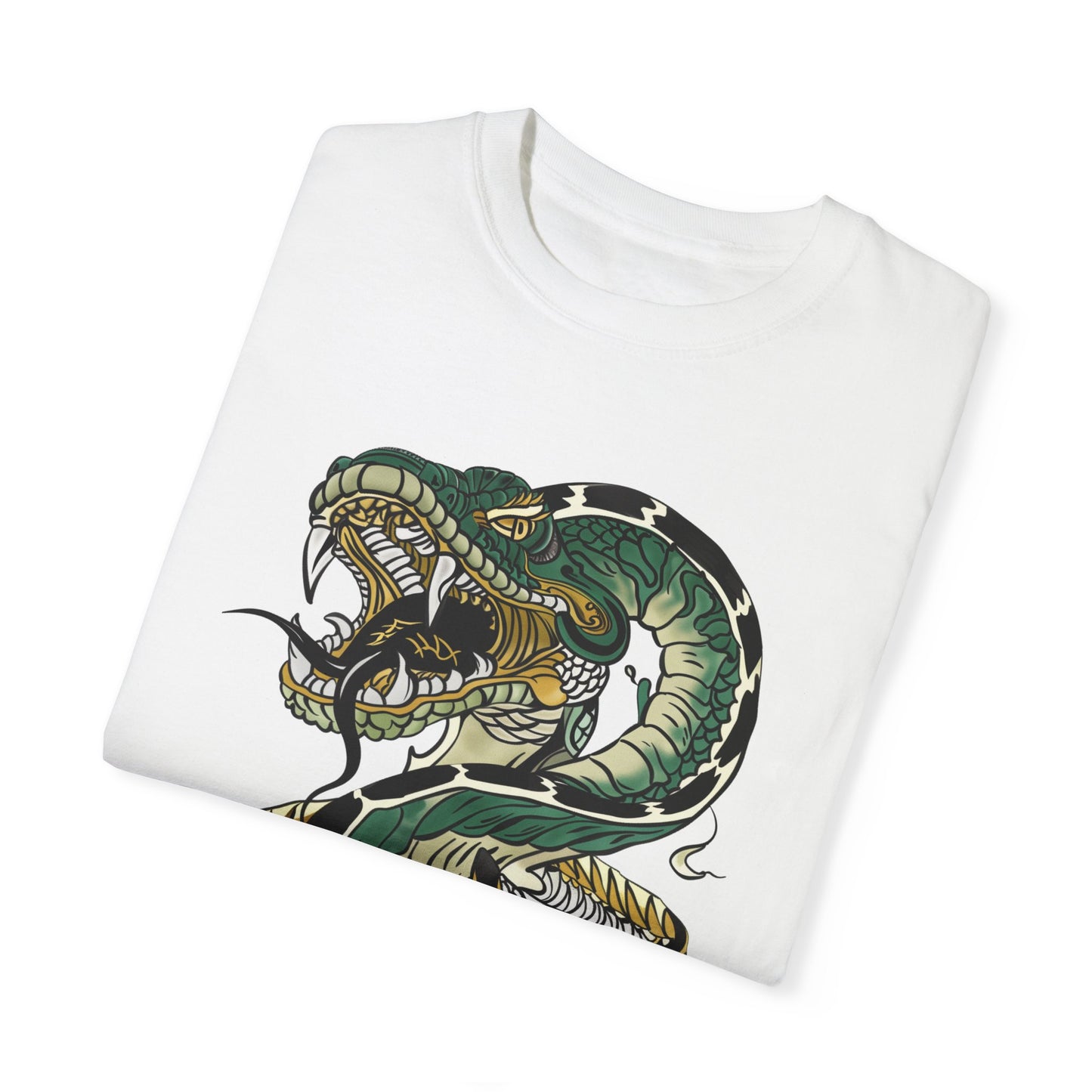 Irezumi Art King Cobra Snake Japanese Tattoo Style Graphic Unisex Garment-dyed T-shirt Cotton Funny Humorous Graphic Soft Premium Unisex Men Women White T-shirt Birthday Gift-23