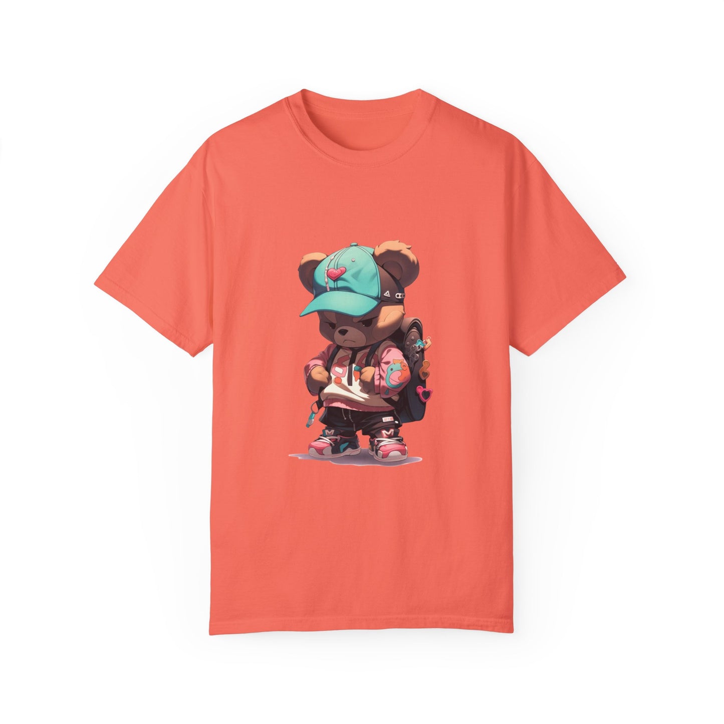 Hip Hop Teddy Bear Graphic Unisex Garment-dyed T-shirt Cotton Funny Humorous Graphic Soft Premium Unisex Men Women Bright Salmon T-shirt Birthday Gift-6