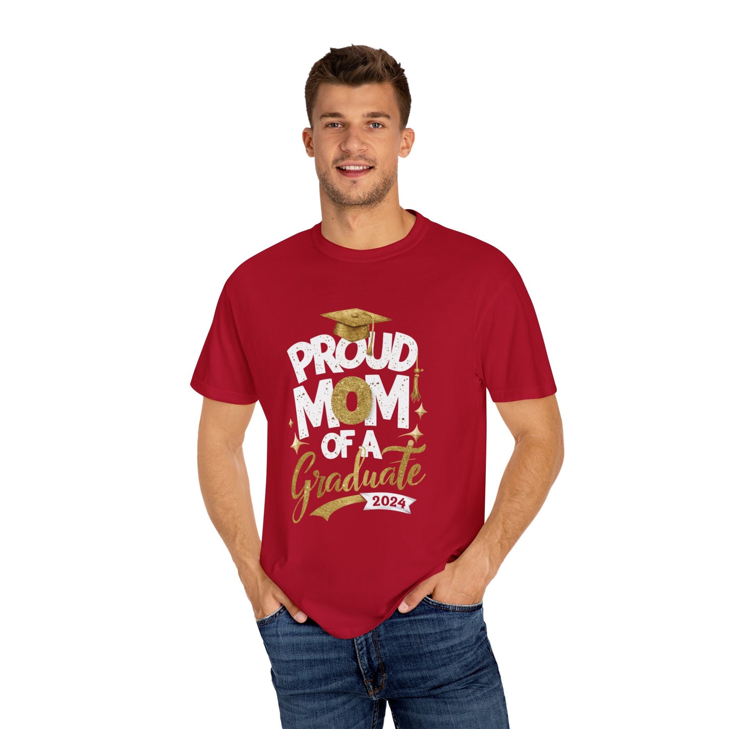 Proud Mom of a 2024 Graduate Unisex Garment-dyed T-shirt Cotton Funny Humorous Graphic Soft Premium Unisex Men Women Red T-shirt Birthday Gift-21